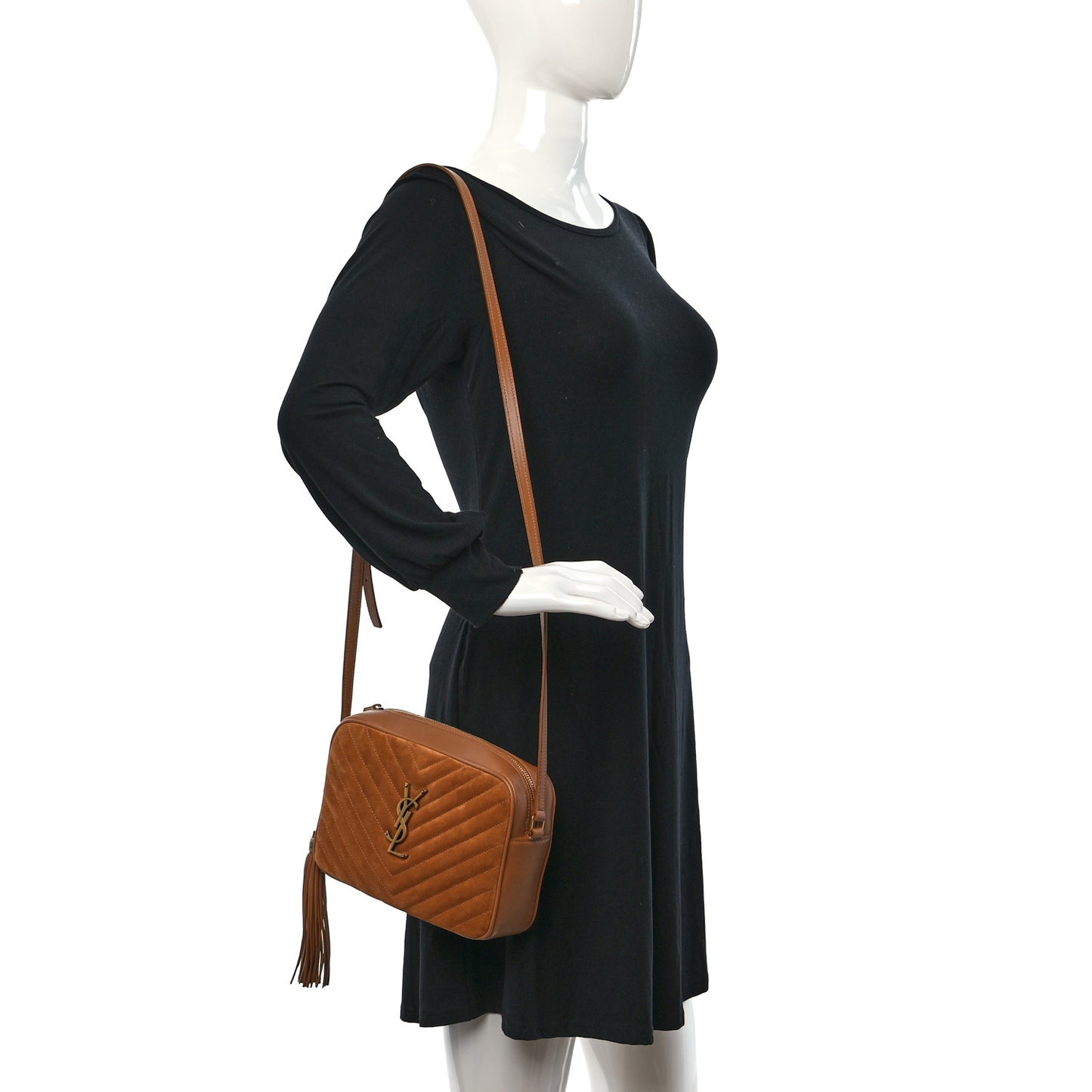 Suede Matelasse Monogram Lou Camera Bag Cinnamon