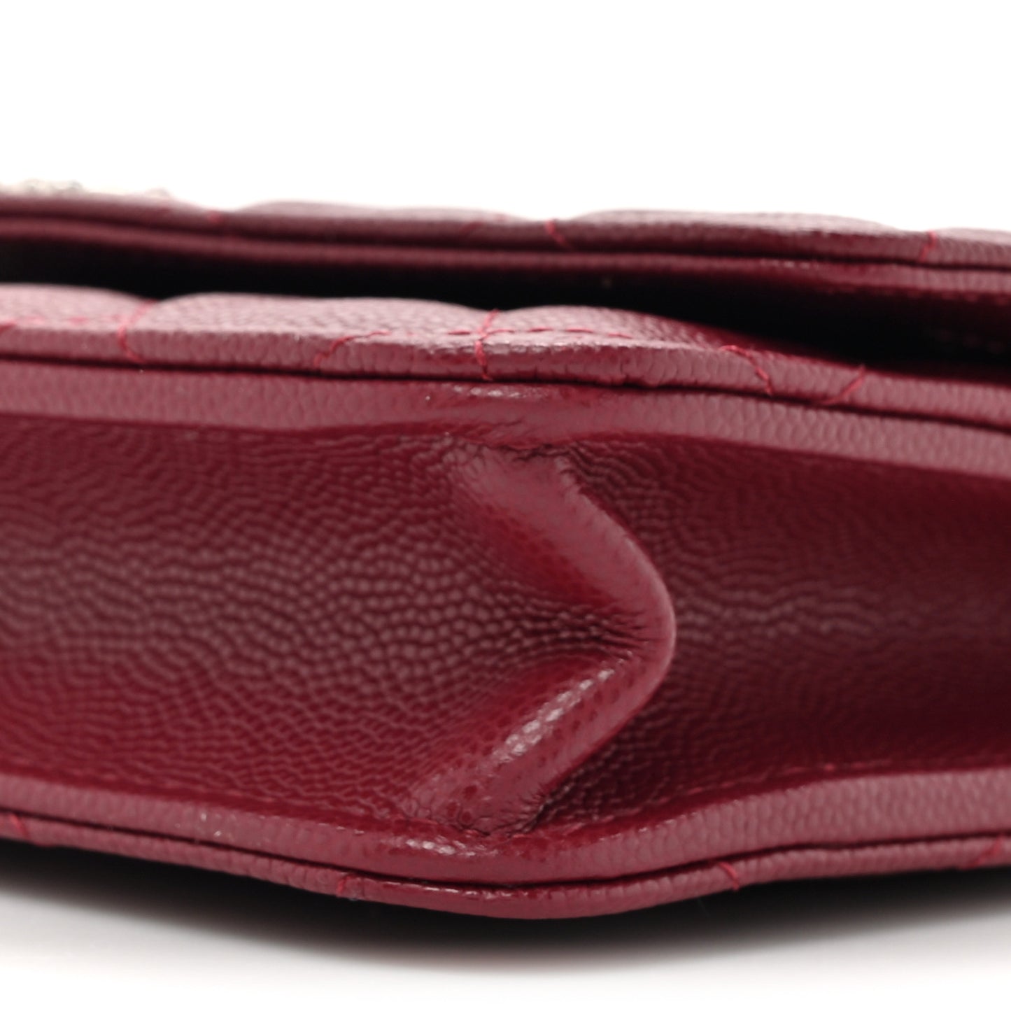 Caviar Quilted Glass Wallet On Chain WOC Burgundy