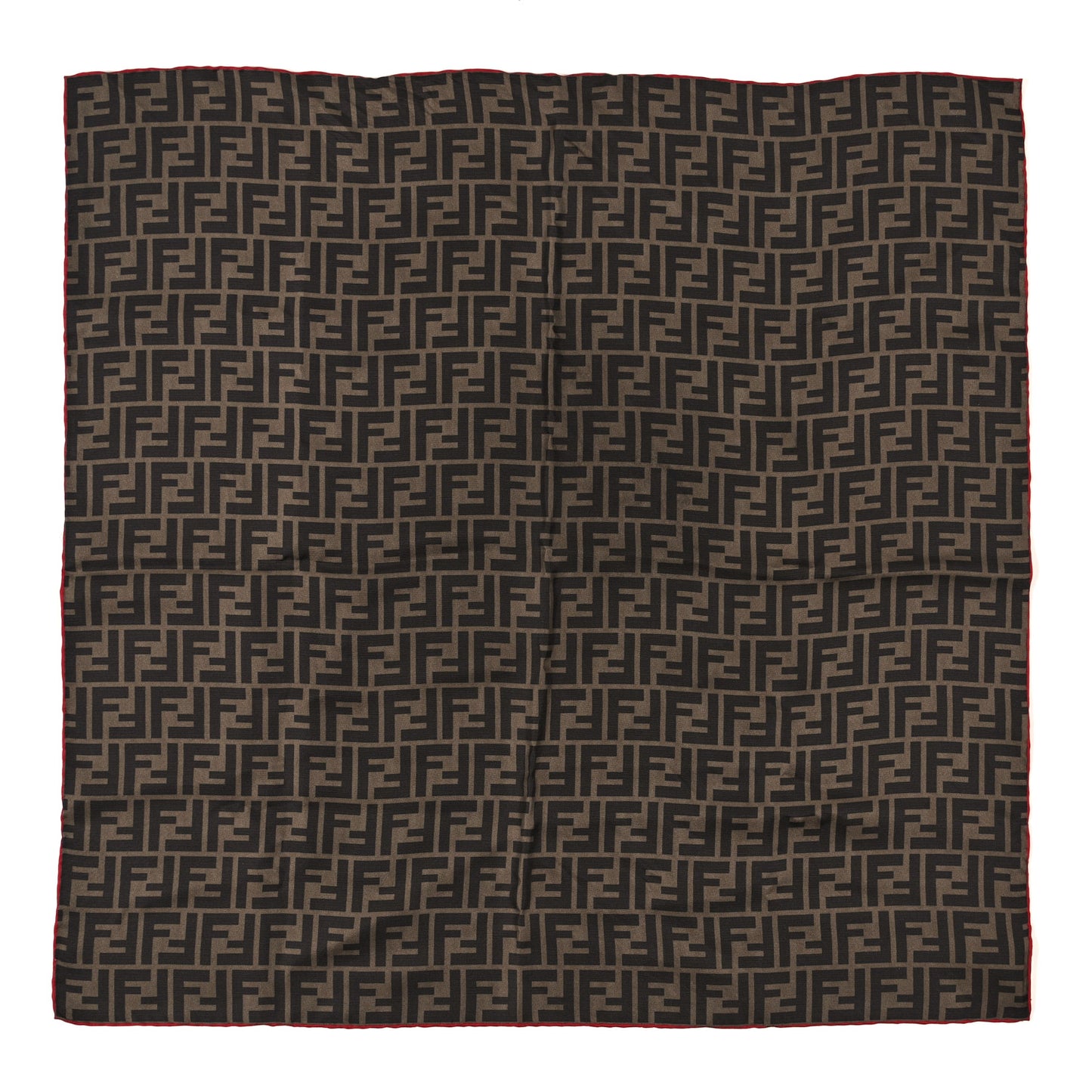 Silk FF Scarf Brown Black Red