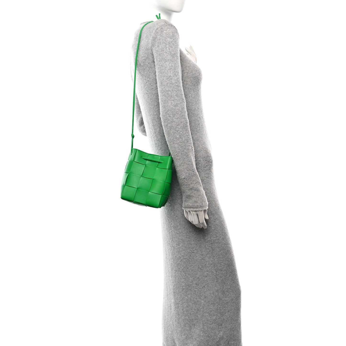Nappa Maxi Intrecciato Small Cassette Bucket Bag Parakeet