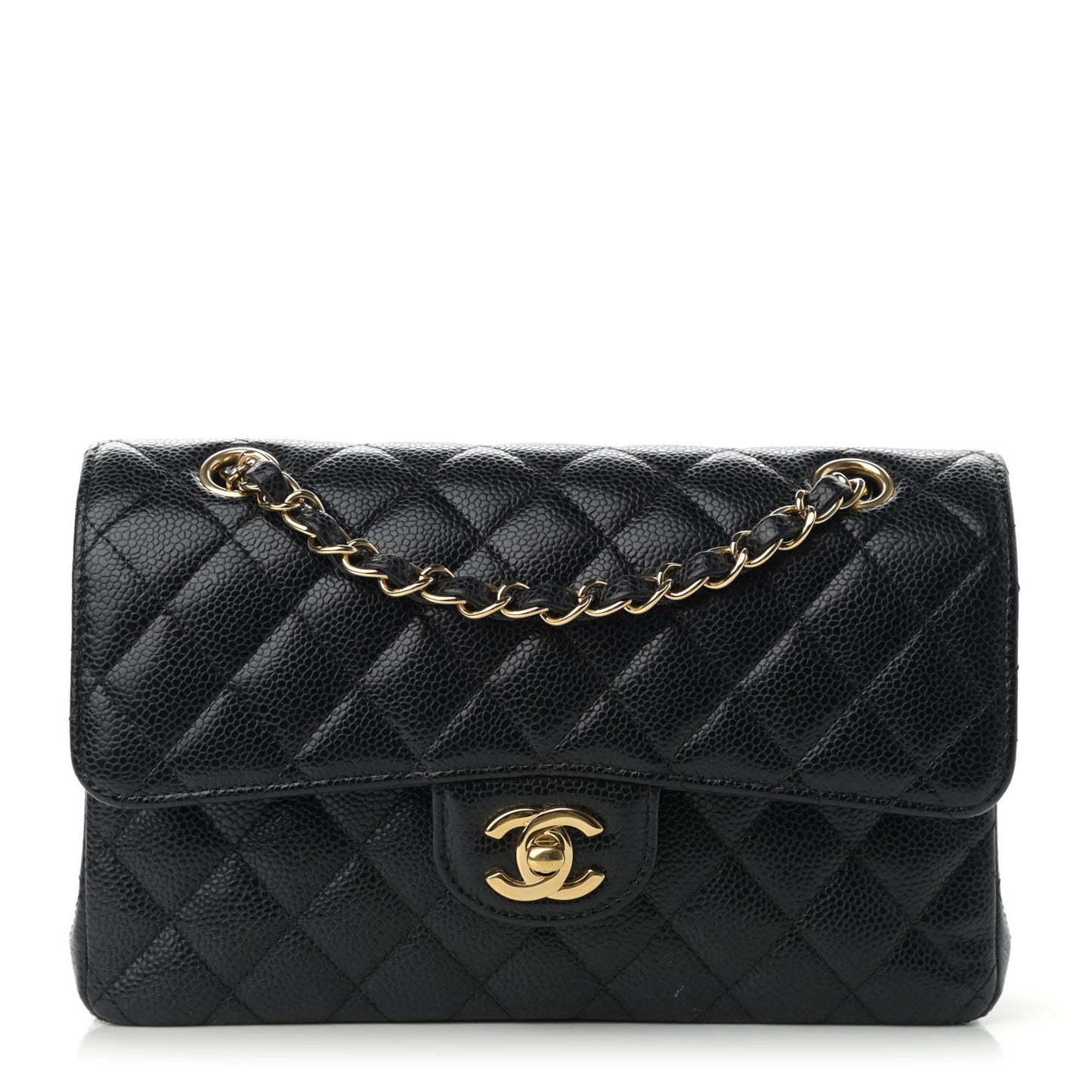 Caviar Quilted Small Double Flap Black