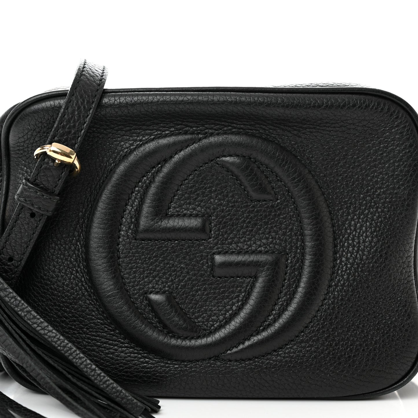 Pebbled Calfskin Small Soho Disco Bag Black