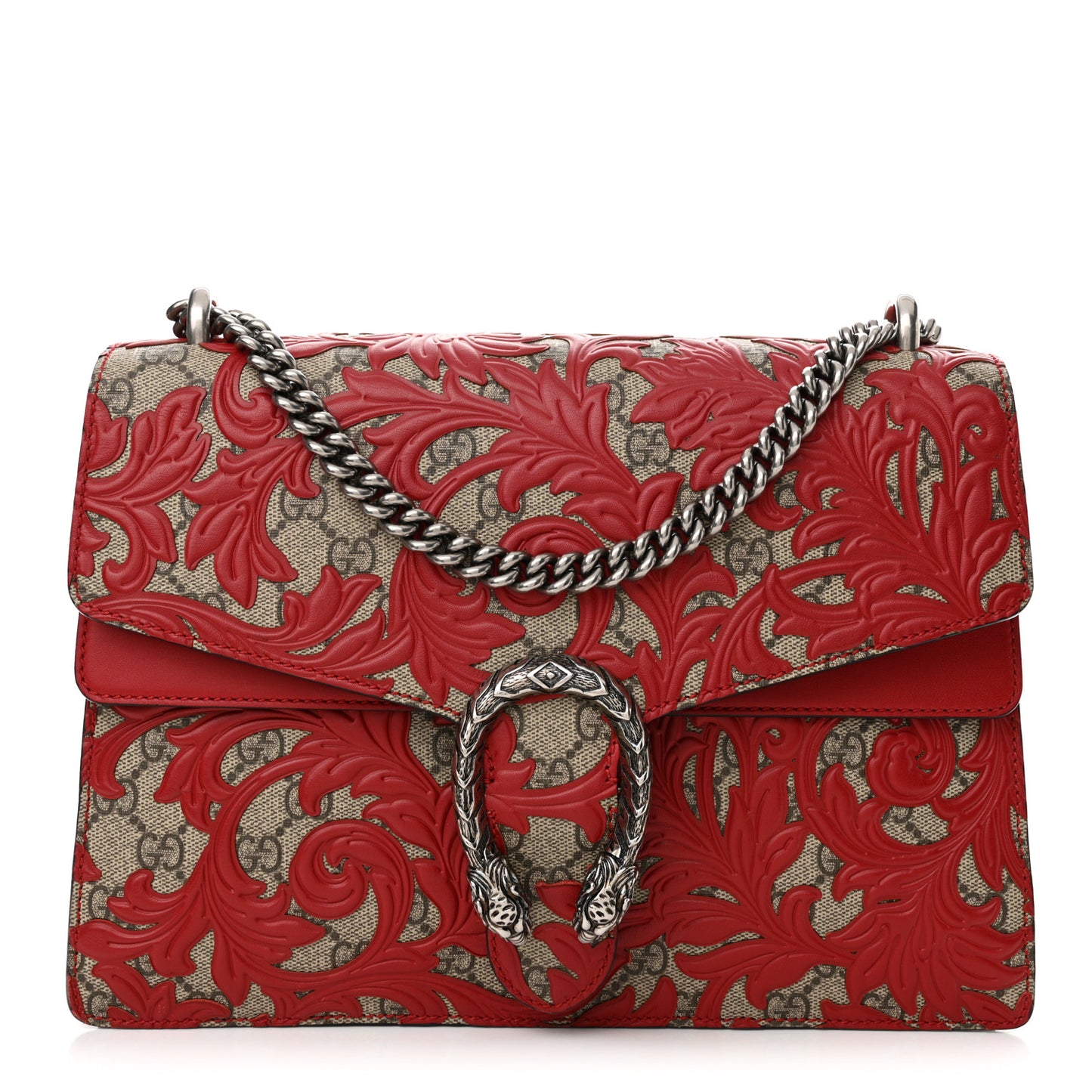 GG Supreme Monogram Arabesque Medium Dionysus Shoulder Bag Hibiscus Red