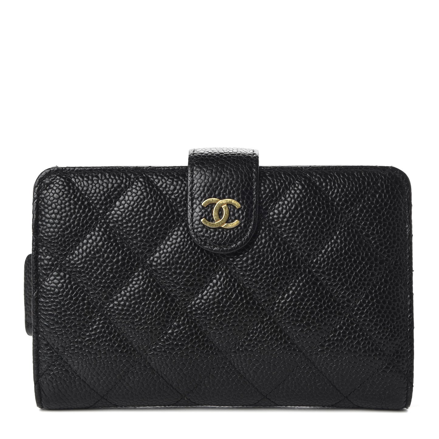 Caviar Quilted Zipped Pocket Wallet Black