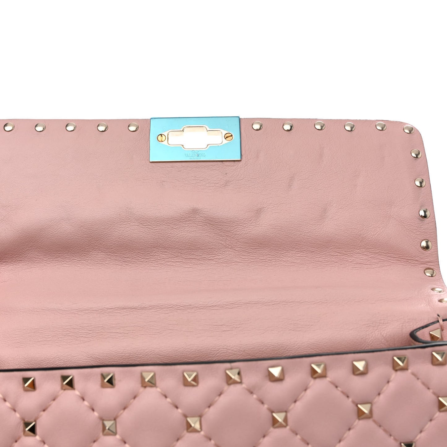 Nappa Medium Rockstud Spike Shoulder Bag Water Rose