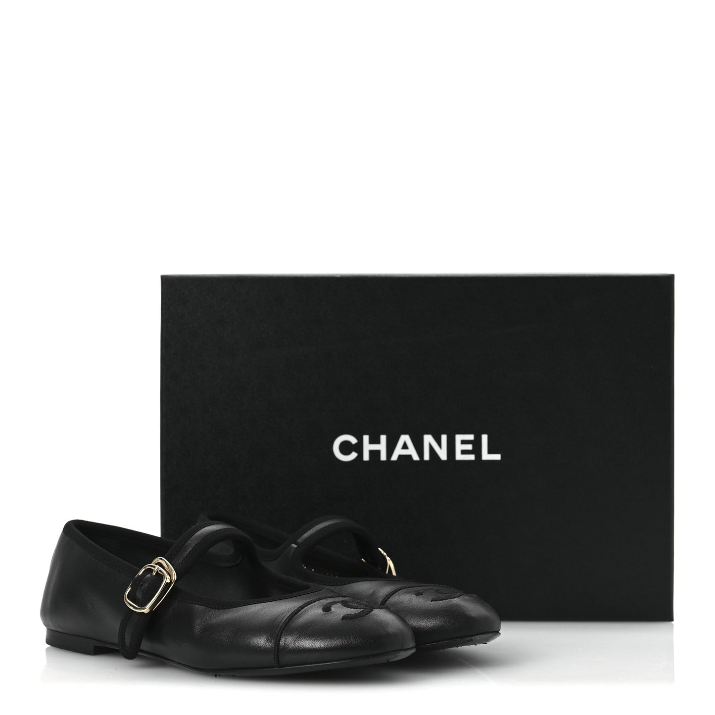 Lambskin Mary Jane Flats 36 Black