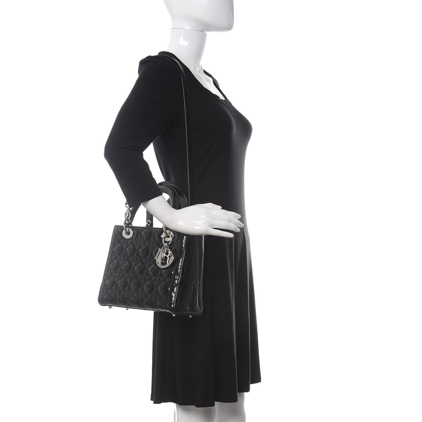 Patent Cannage Medium Lady Dior Black