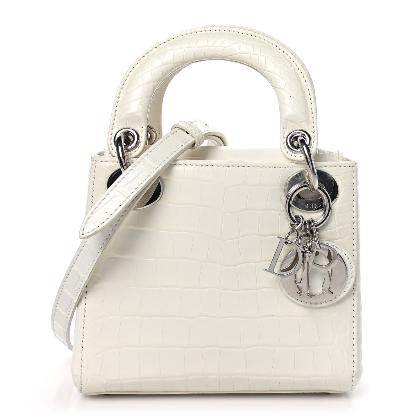 Alligator Mini Lady Dior White