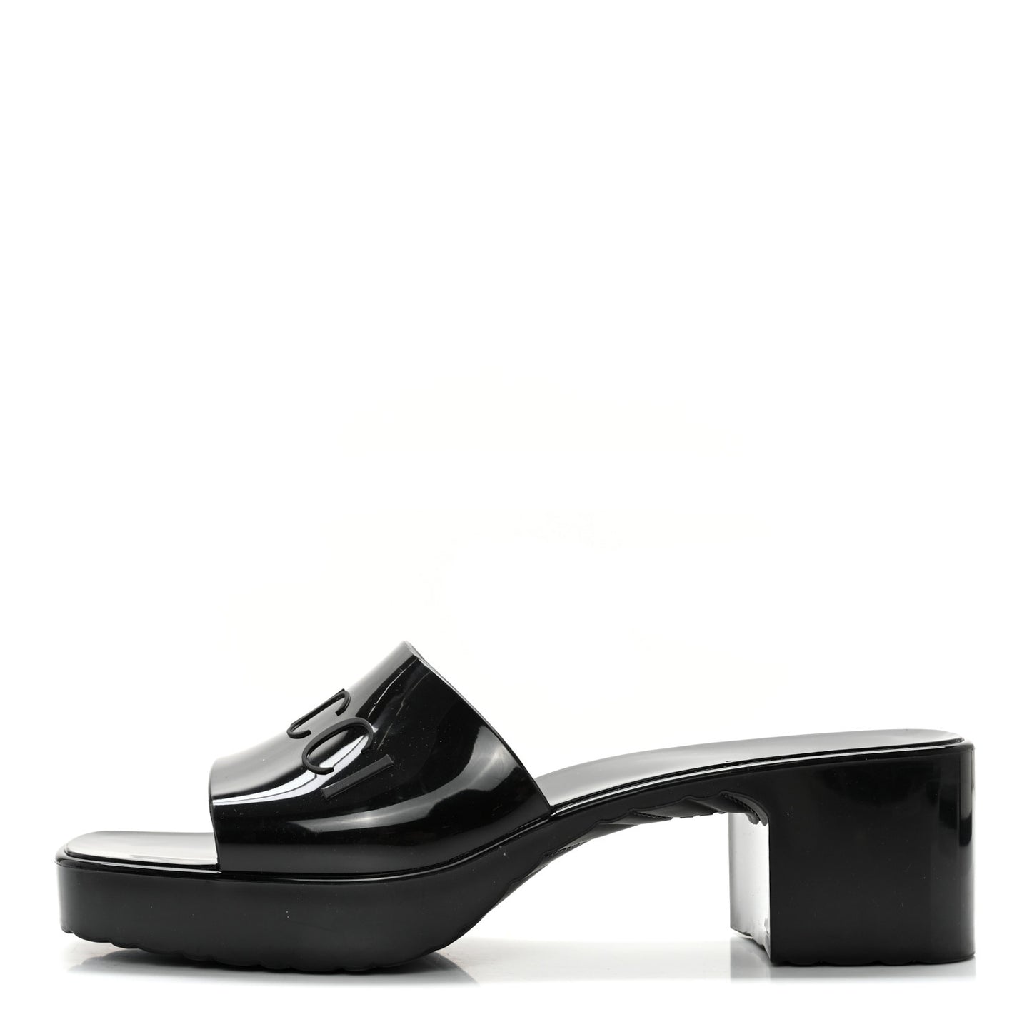 Rubber Gucci Logo Womens Platform 20/60mm Slide Sandals 41 Black