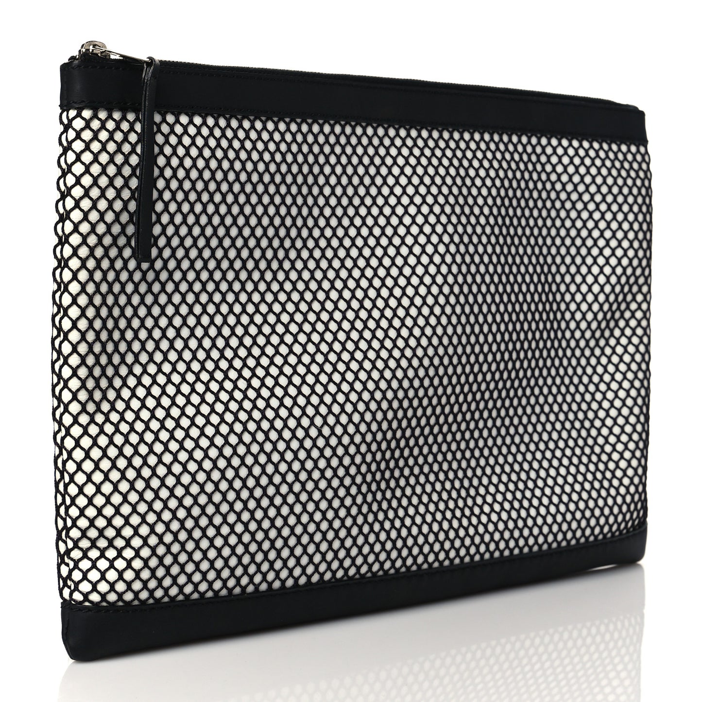 Nylon Mesh Lambskin Classic Silver Hardware Large Clip White Black