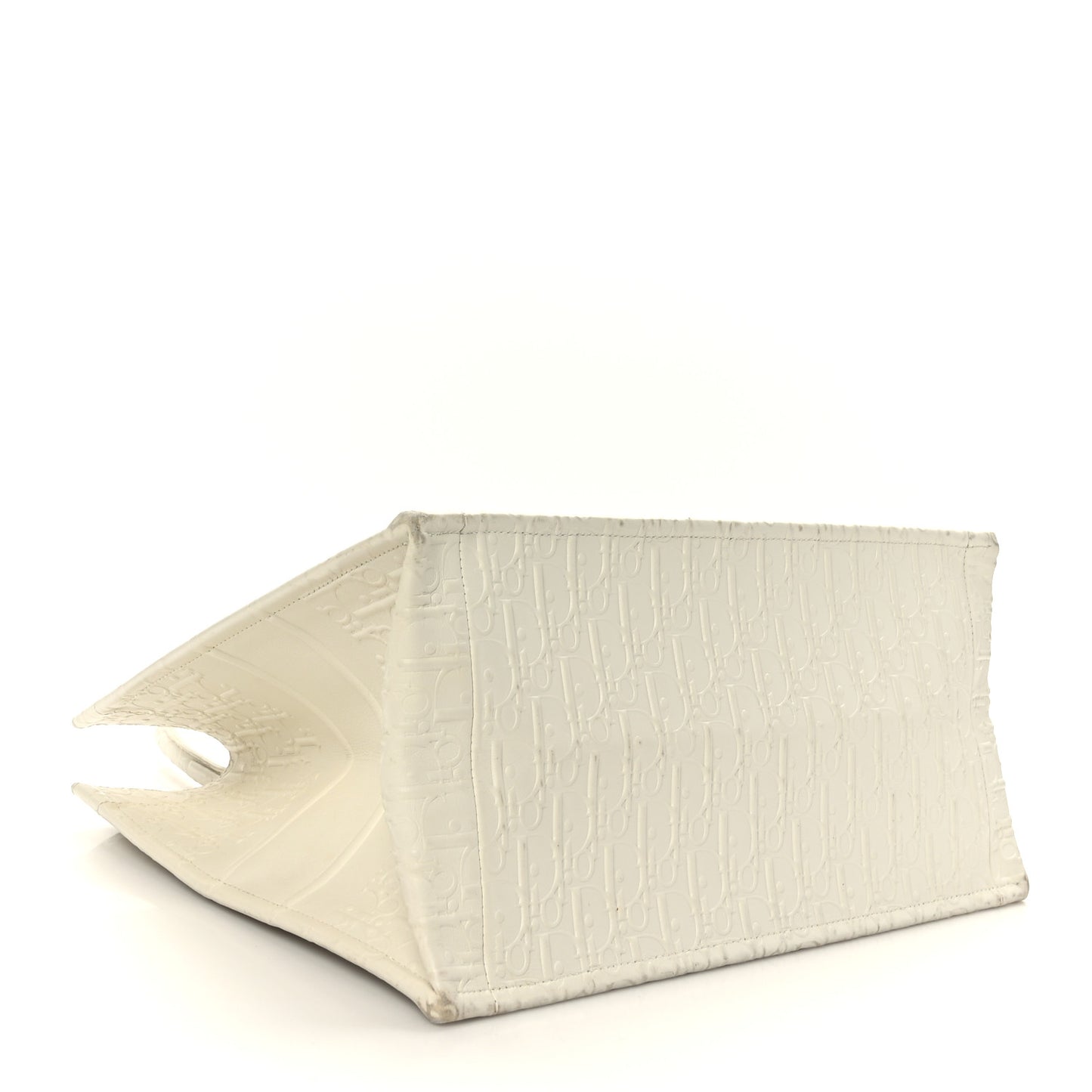 Oblique Calfskin Embossed Medium Book Tote Ivory