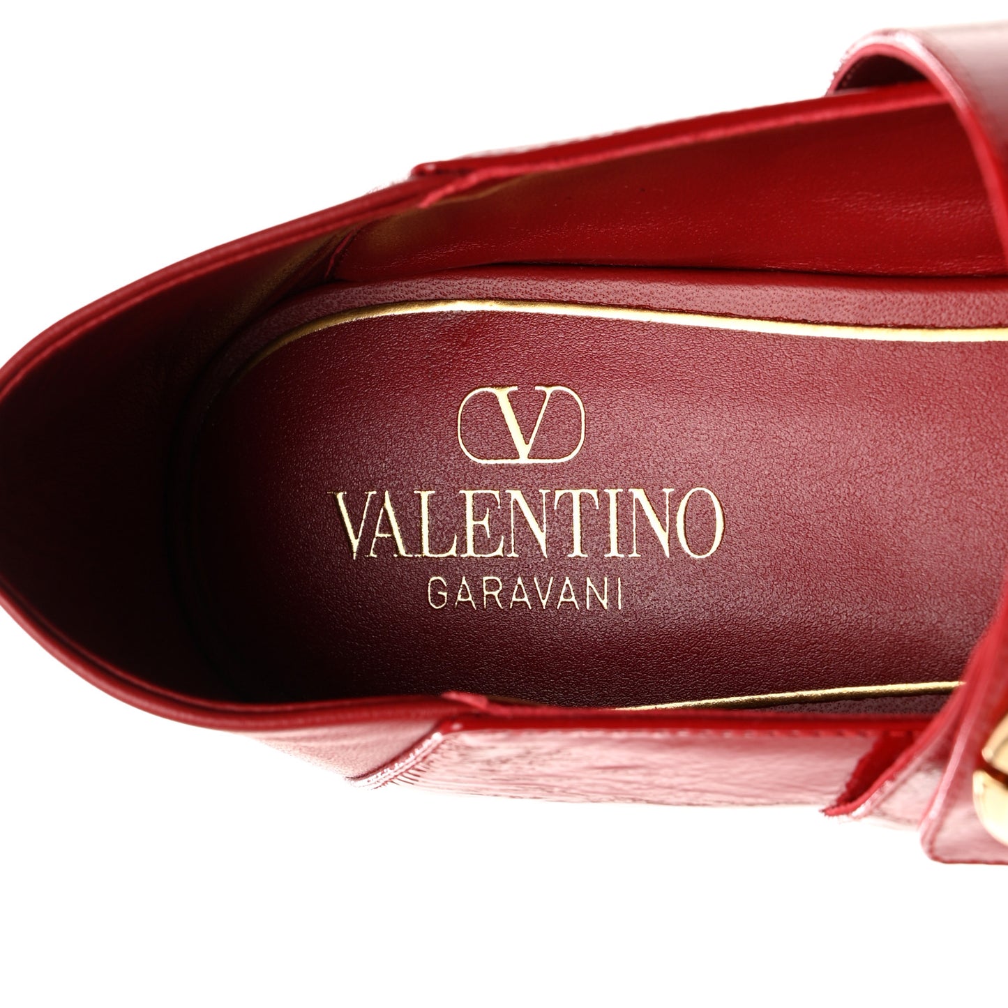 VALENTINO GARAVANI Naplack Nappa Vlogo Locker Mary Jane Collapsible Heel Ballerina Flats 40.5 Rosso Valentino