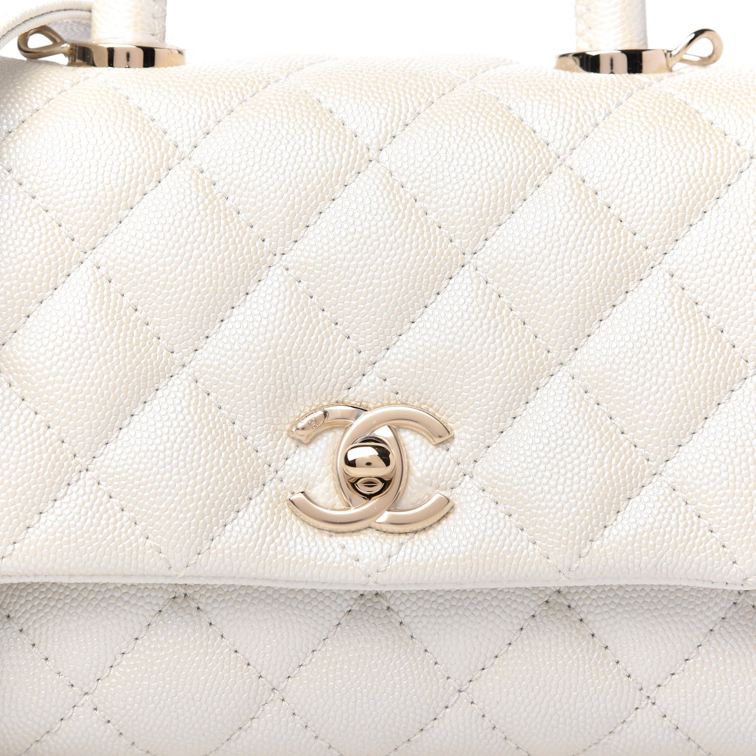 Chanel Iridescent Caviar Quilted Extra Mini Coco Handle Flap Ivory 10 of 10