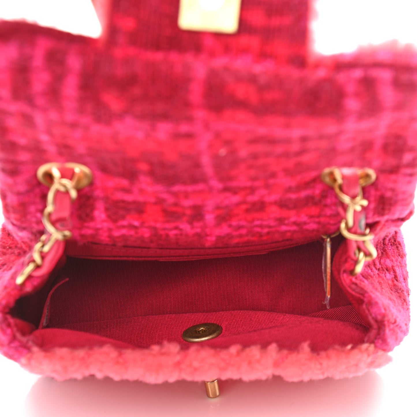 Shearling Tweed Quilted Mini Square Flap Bag Pink