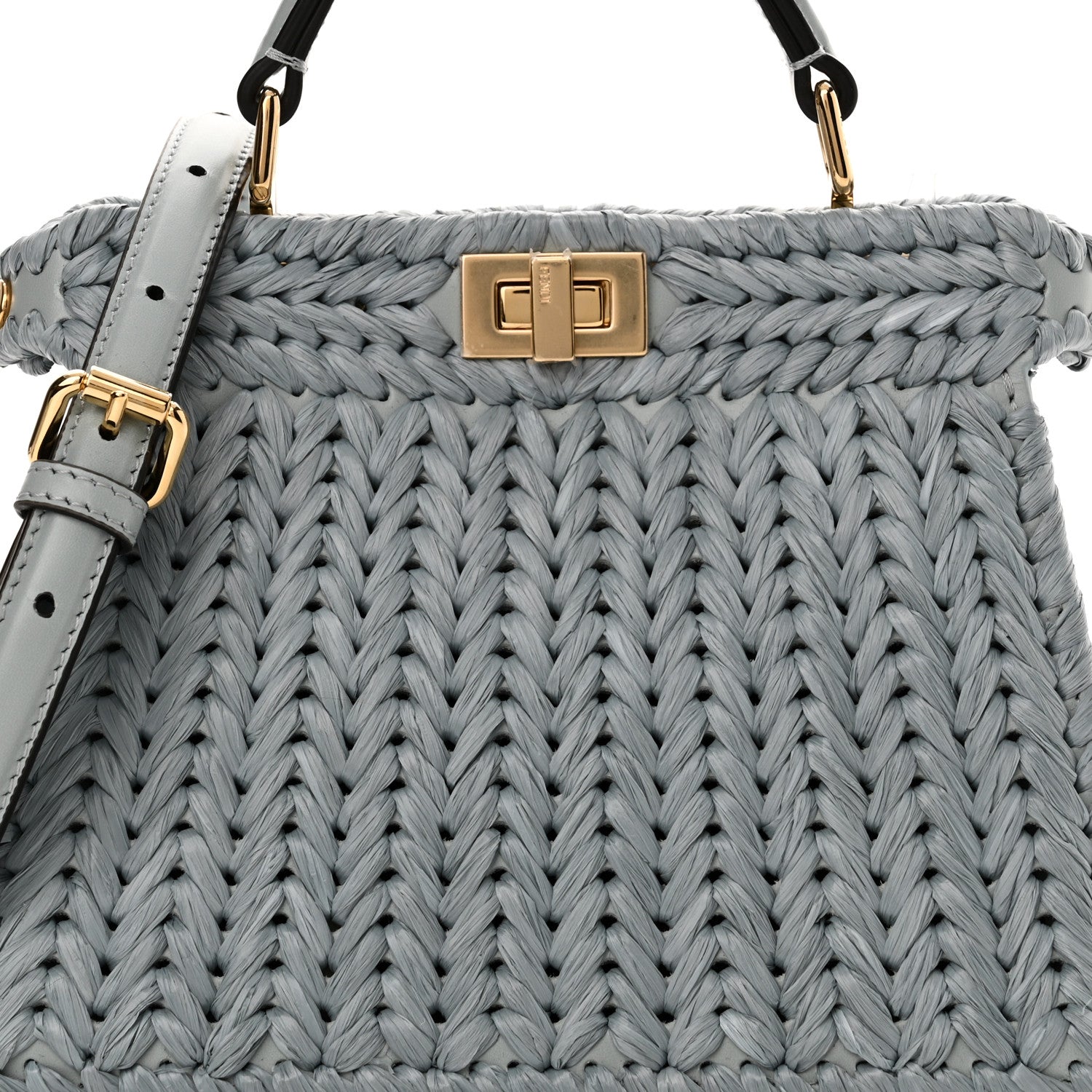 Fendi Paglia Vitello King Nappa Woven Petite Peekaboo I SEE U Satchel Anice 7 of 9