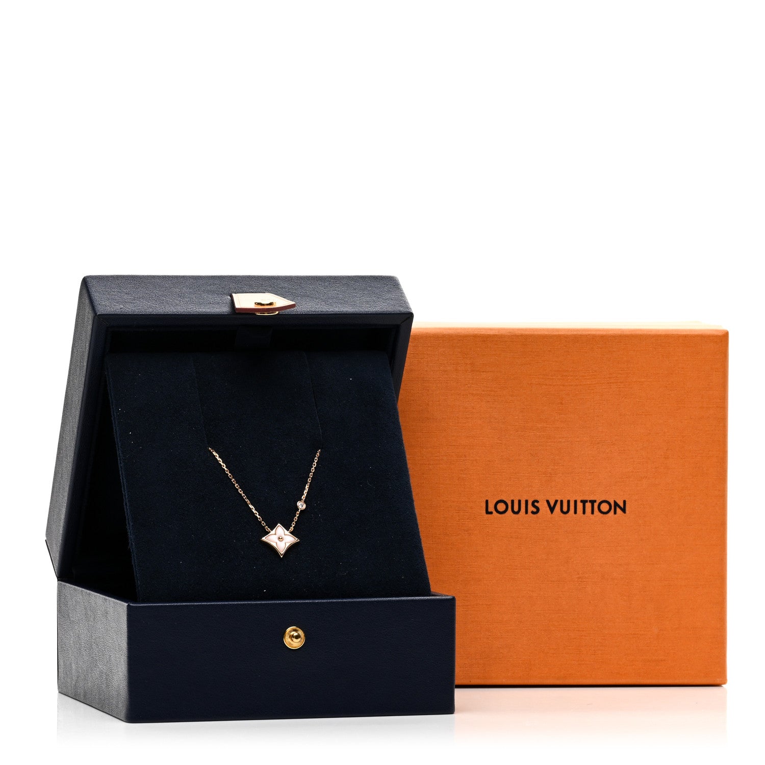 Louis Vuitton 18K Pink Gold Diamond Pink Mother of Pearl Color Blossom BB Star Pendant Necklace 5 of 5