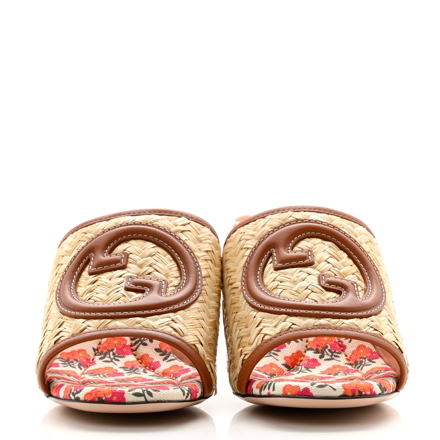 Raffia Malaga Kid Interlocking G Sandals 37.5 Natural