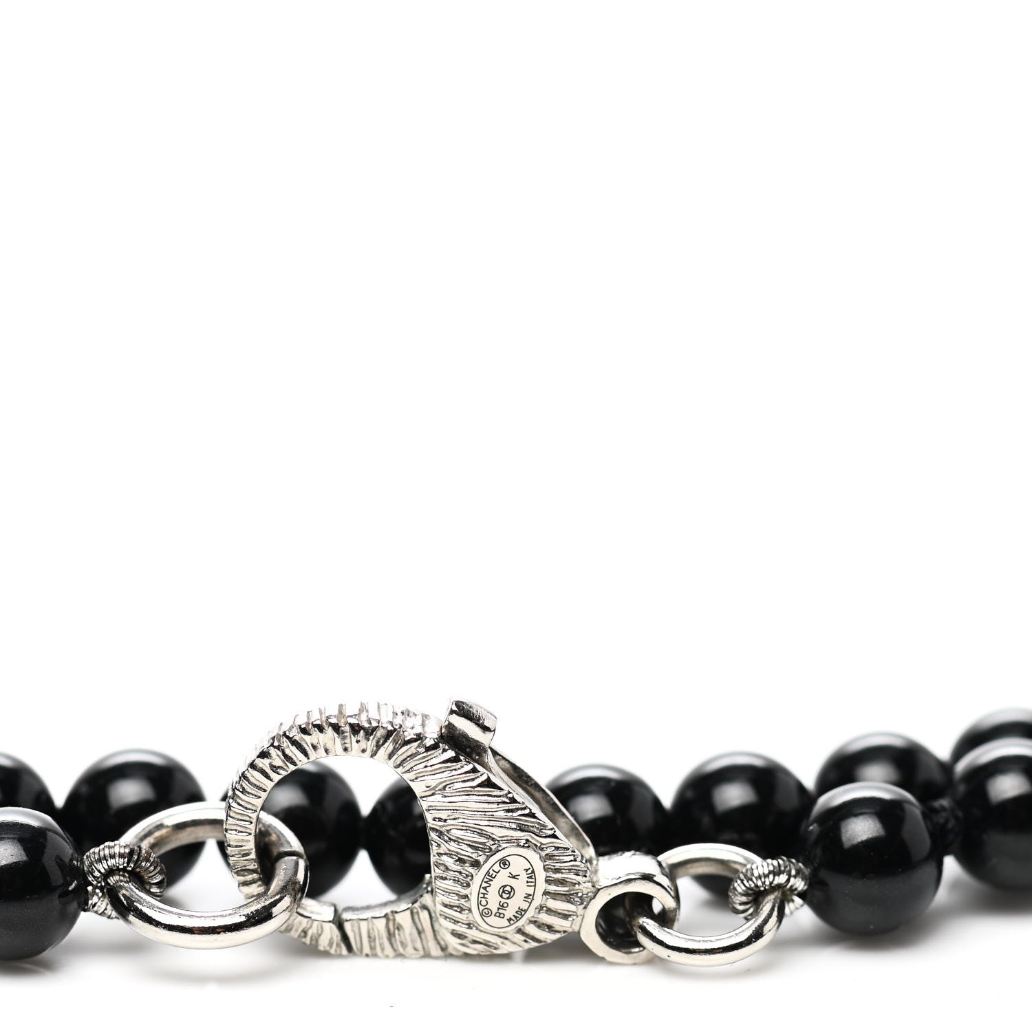 Chanel Baguette Crystal Beaded CC Long Necklace Black Silver 5 of 5