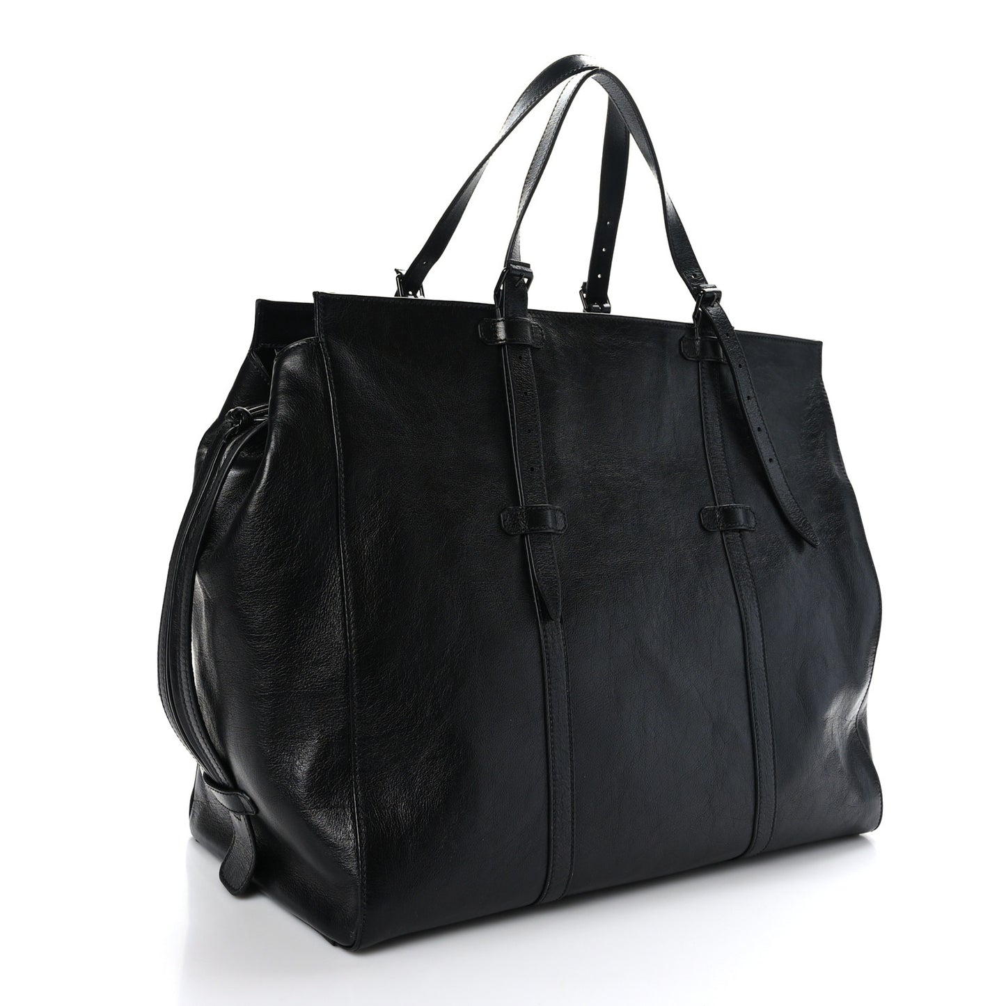 Calfskin Monochrome Medium Double G Tote Bag Black