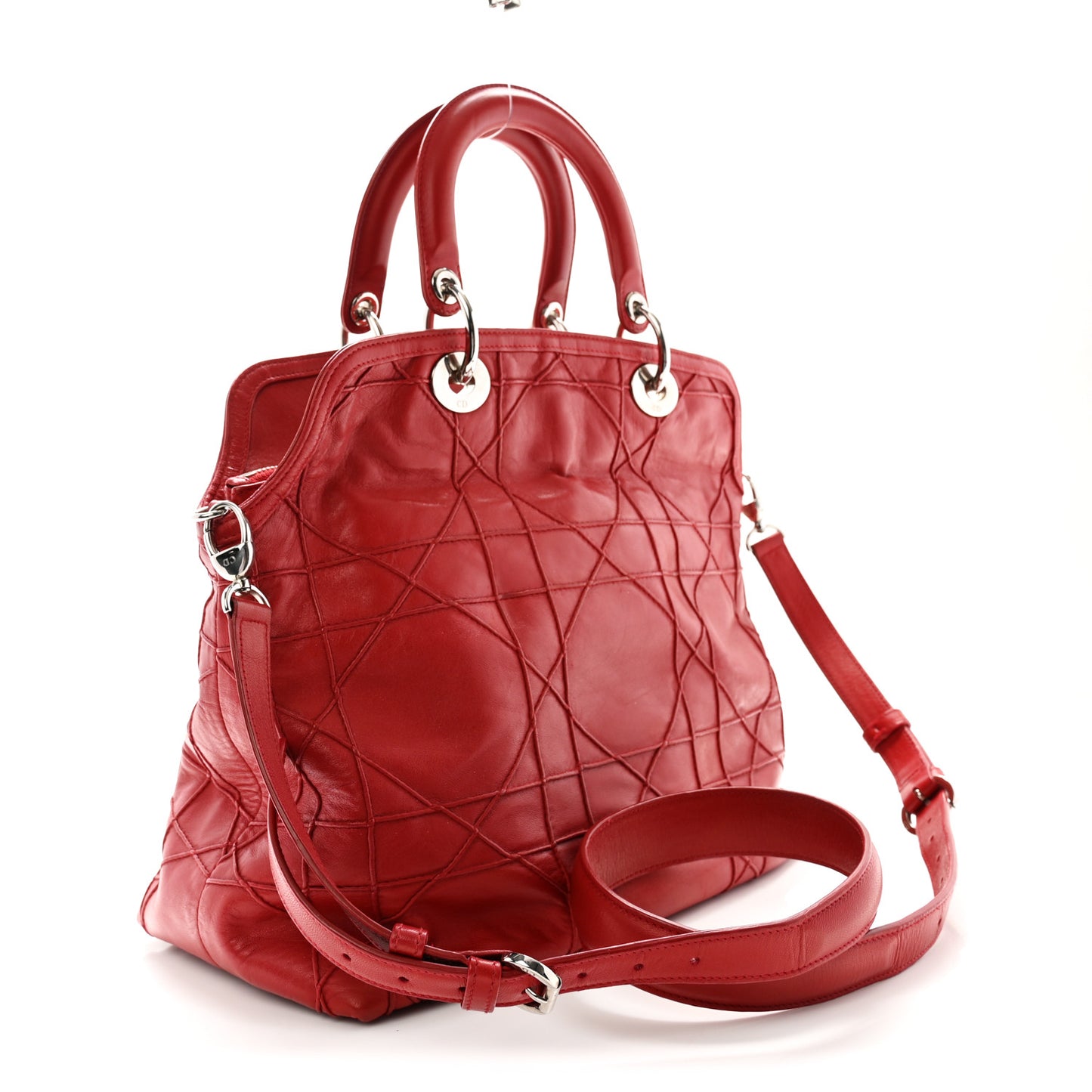 Lambskin Cannage Medium Granville Tote Red