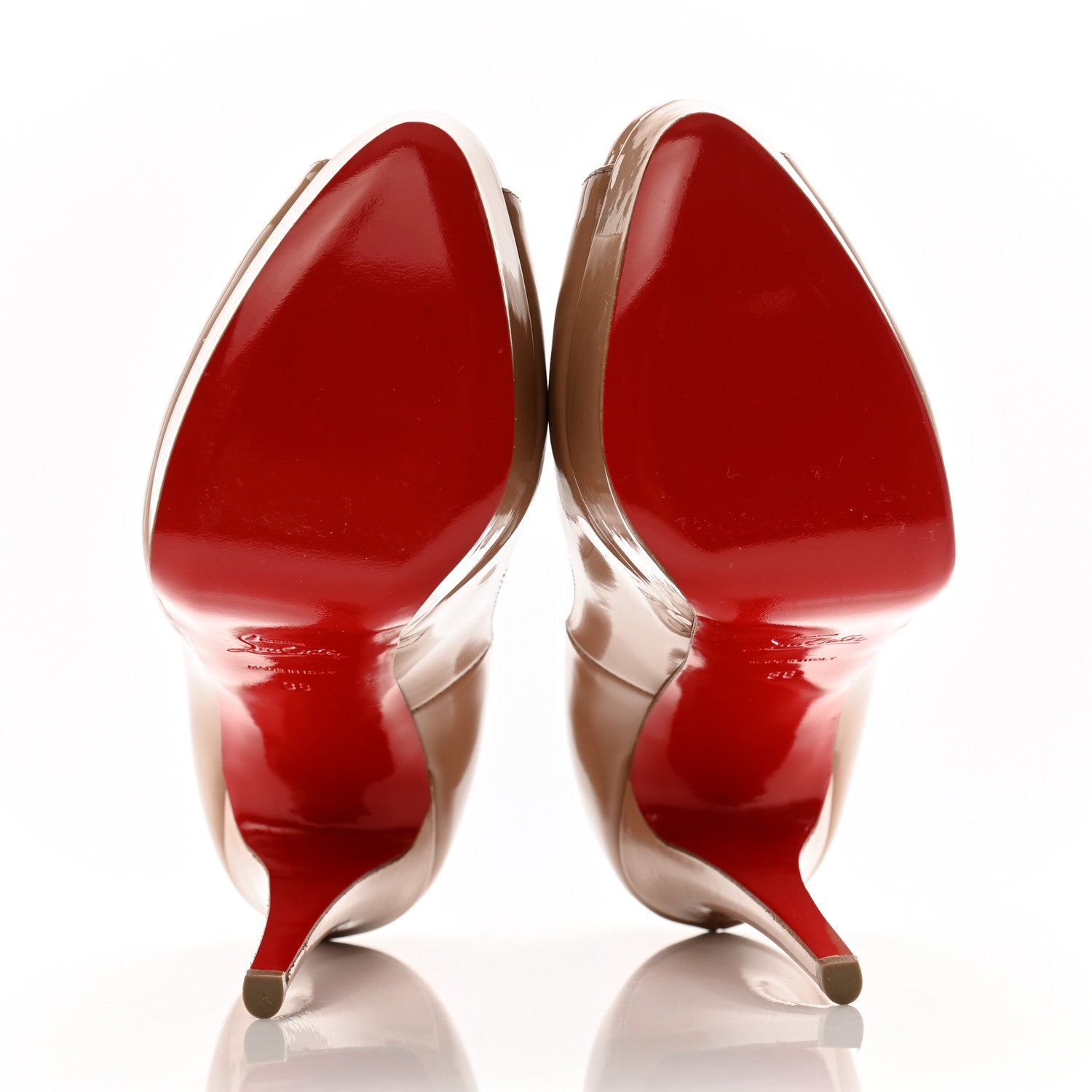 Christian Louboutin Patent Lady Peep 150 Pumps 38 Nude 6 of 12