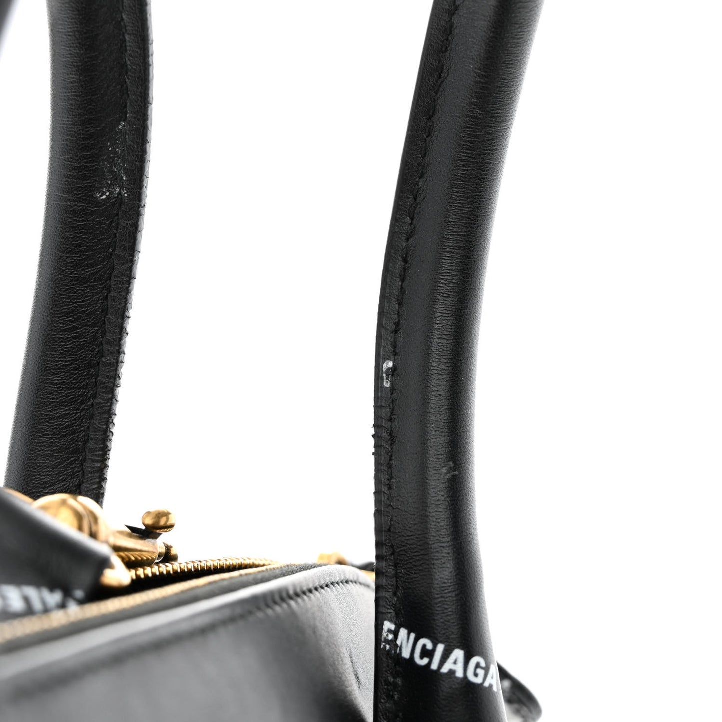 Calfskin Allover Logo M Ville Top Handle Bag Black