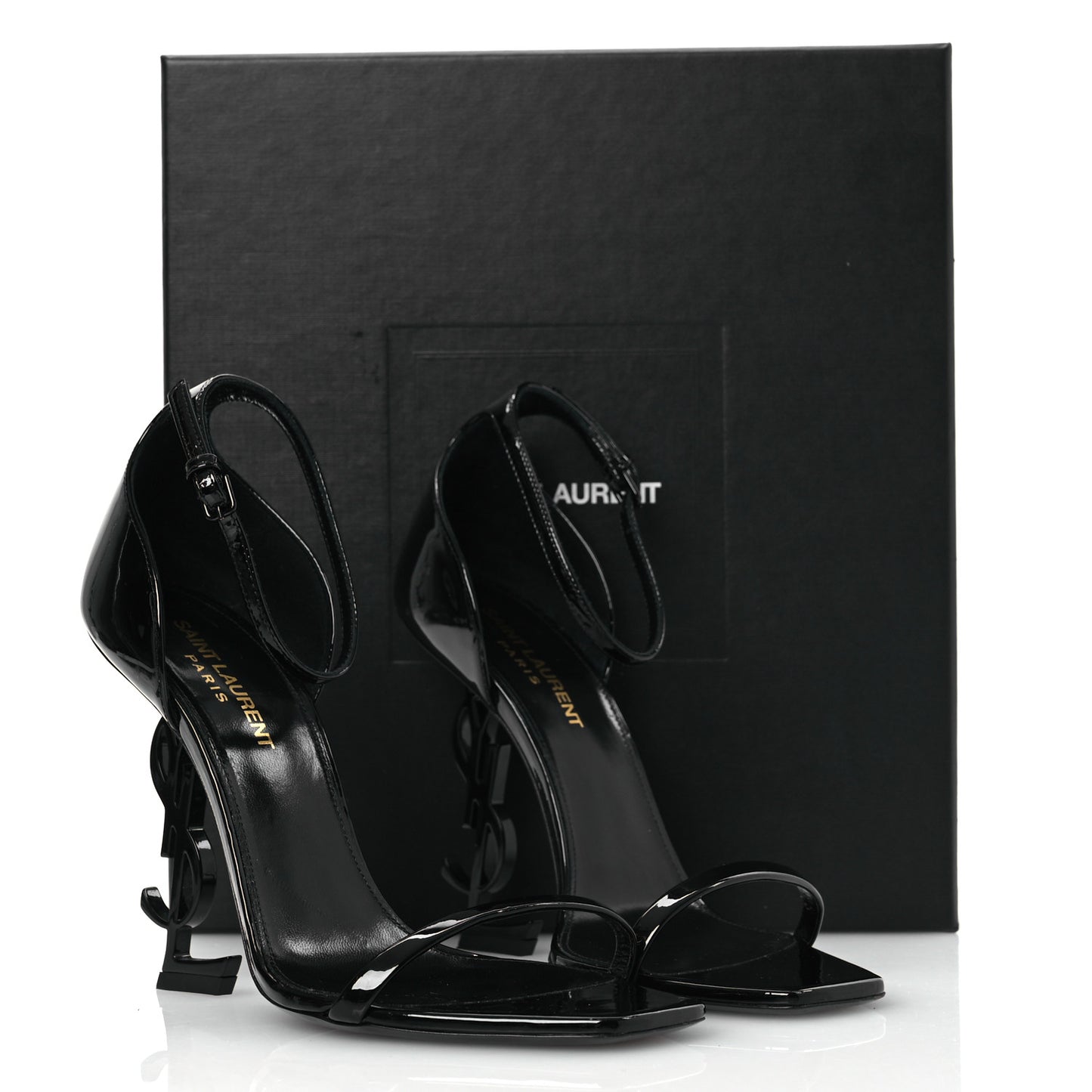 Patent Calfskin Opyum 110 Sandals 38.5 Black