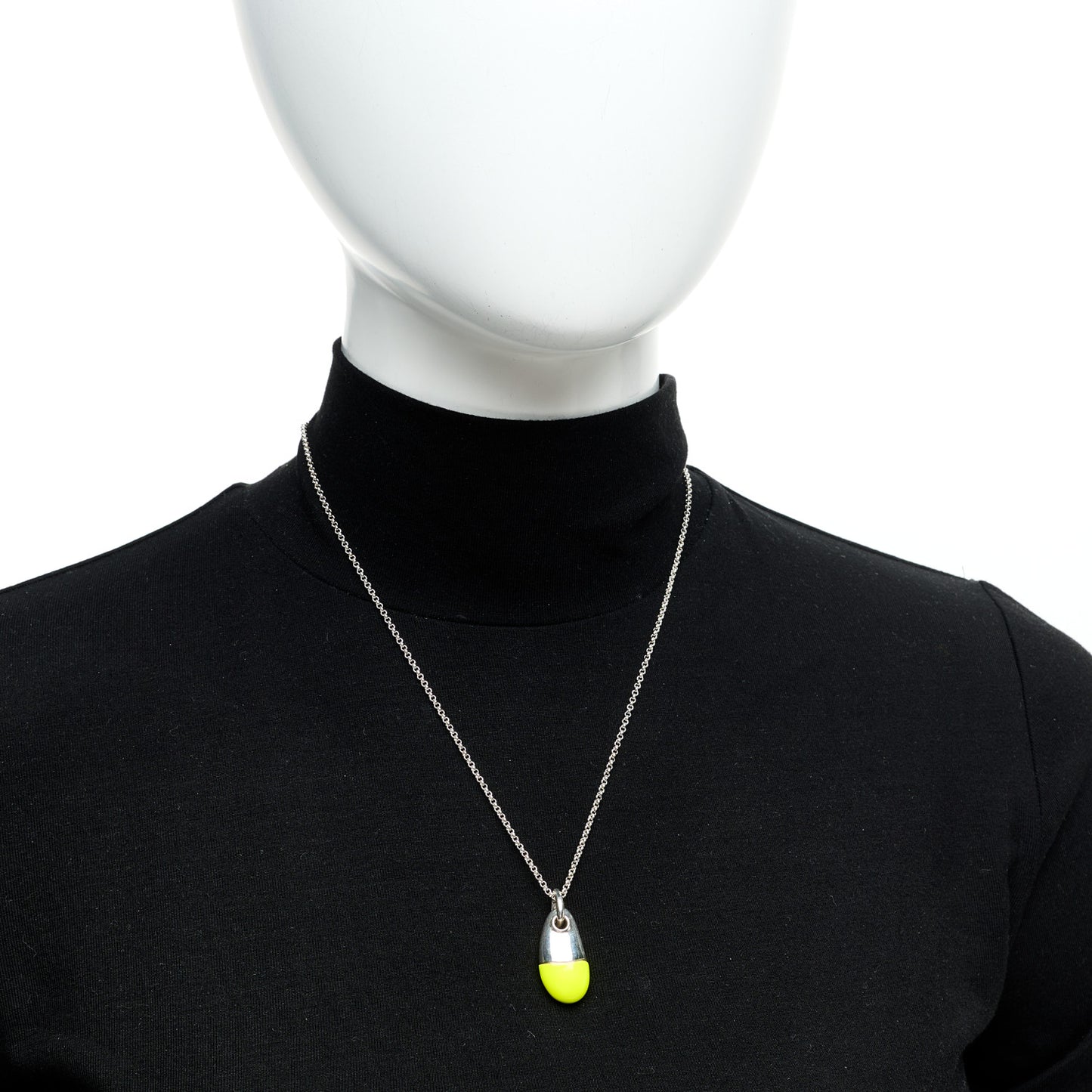 Sterling Silver Enamel Diamond Pebble Pendant Necklace Yellow