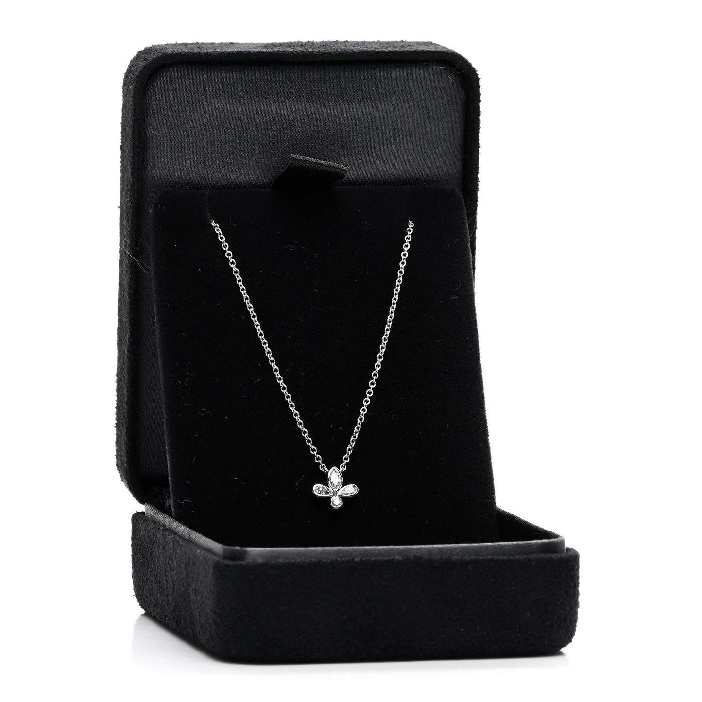 Platinum Diamond Fleur de Lis Pendant Necklace