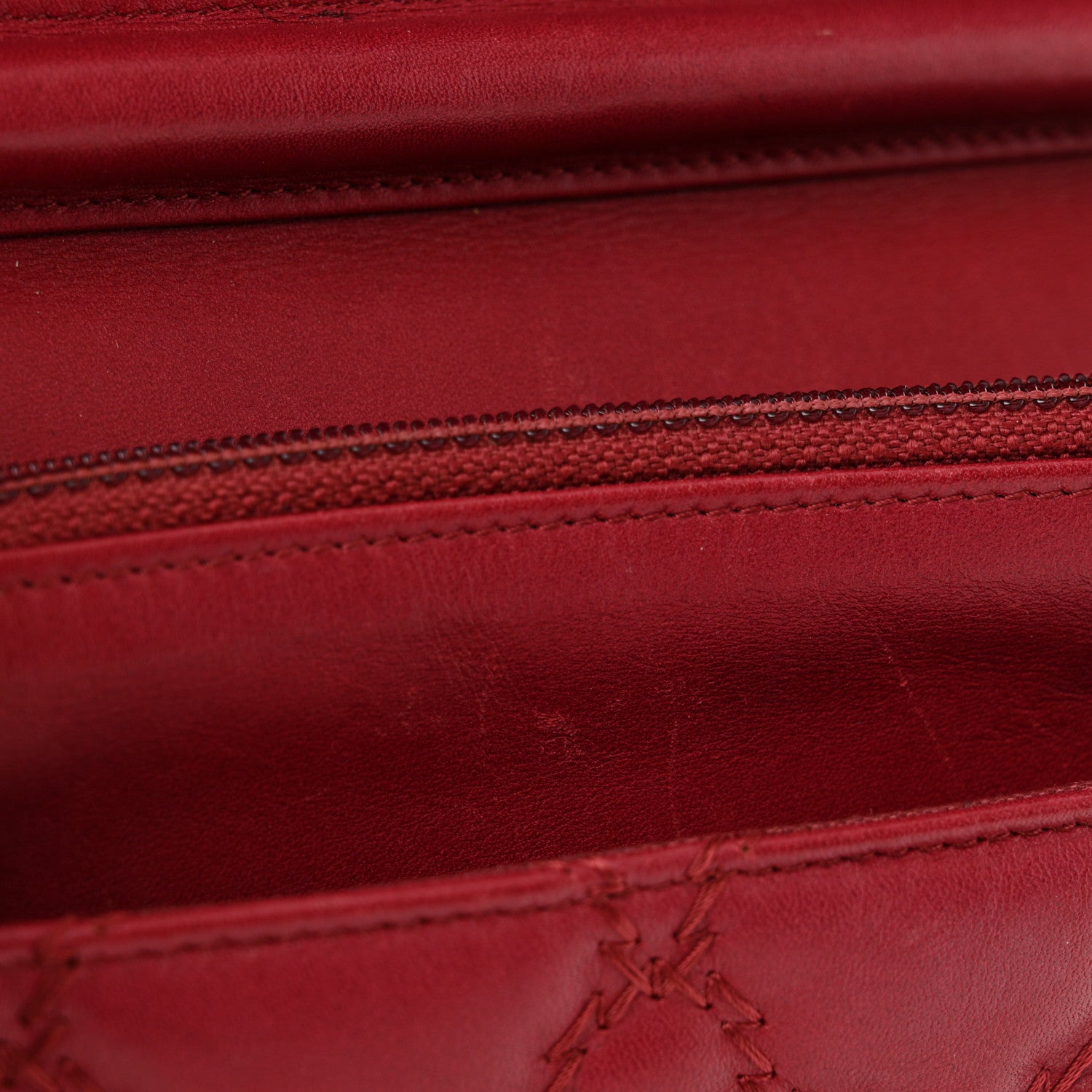 Chanel Calfskin Double Stitch Hamptons Wallet On Chain WOC Red 14 of 14
