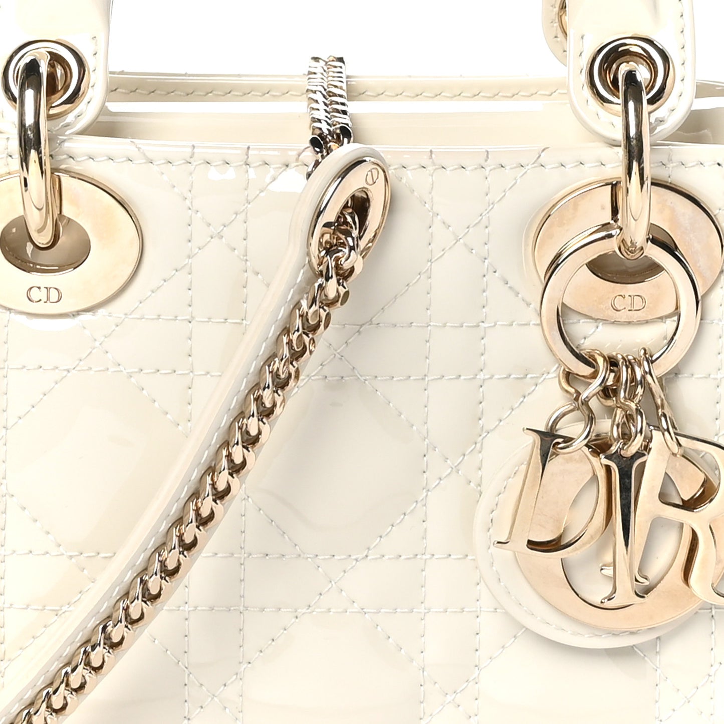 Patent Cannage Mini Lady Dior Latte