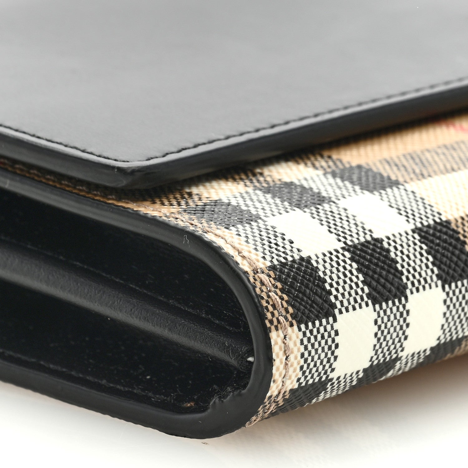 Burberry Calfskin Vintage Check Hannah Wallet with Detachable Strap Black 7 of 8