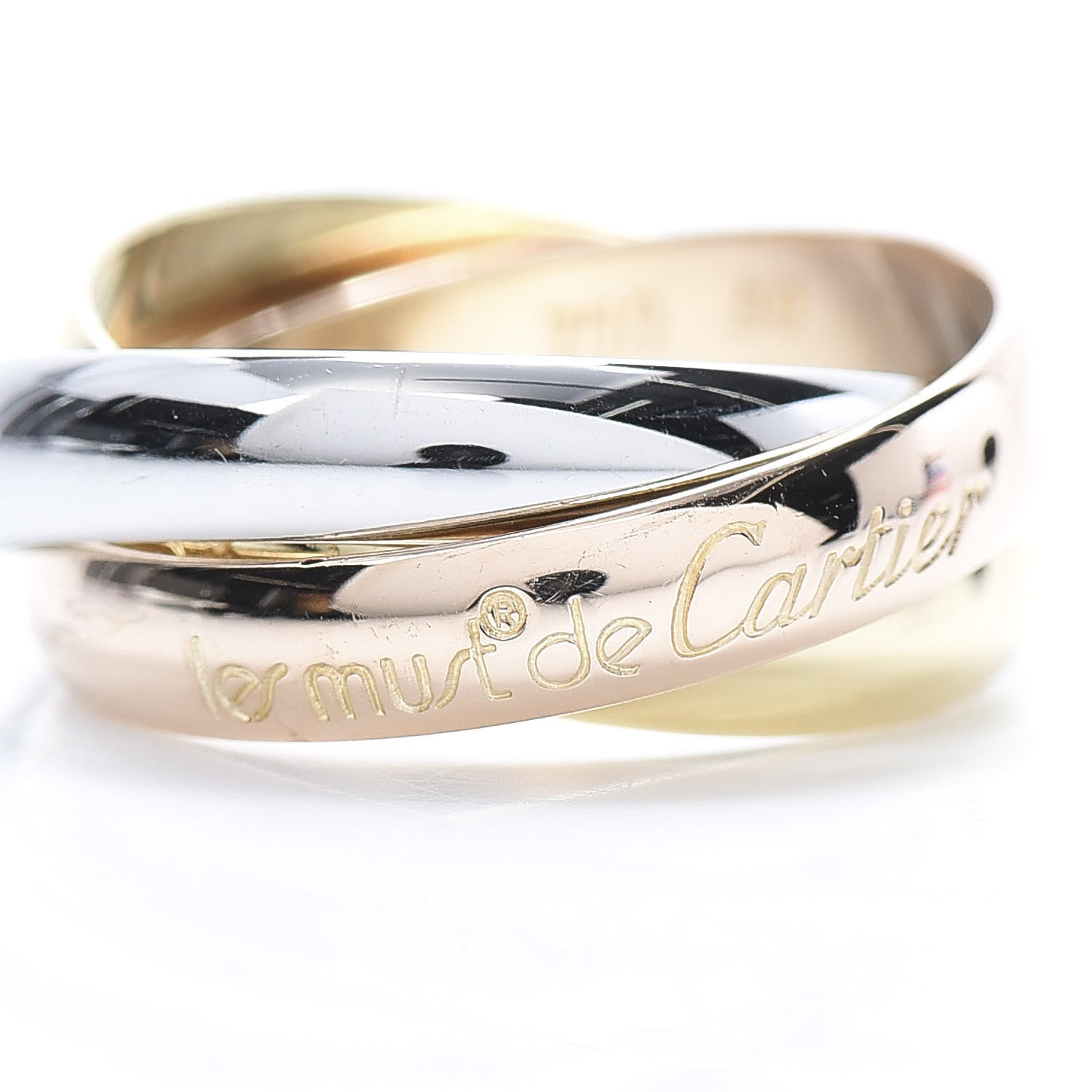 Cartier 18K Pink Yellow White Gold Classic Les Must De Trinity Ring 50 5.25 4 of 6