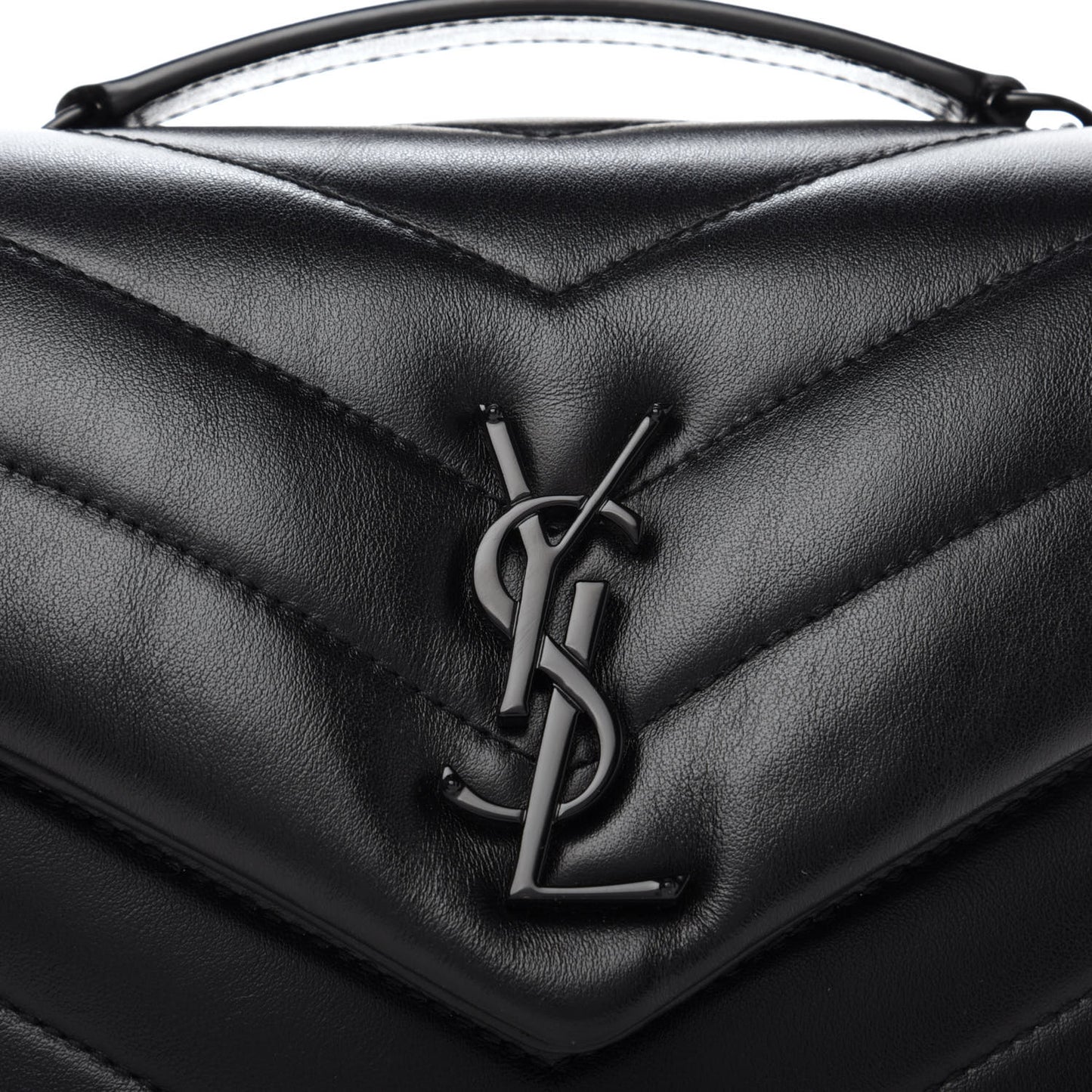 Calfskin Y Quilted Monogram Small Loulou Chain Satchel Black