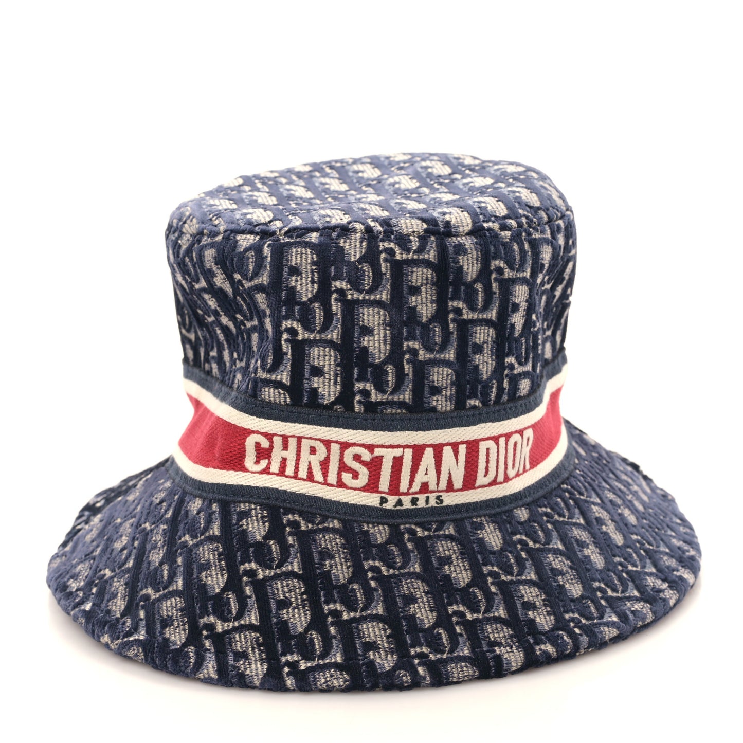 Velvet Oblique Large Brim Bucket Hat 57 Bleu Red