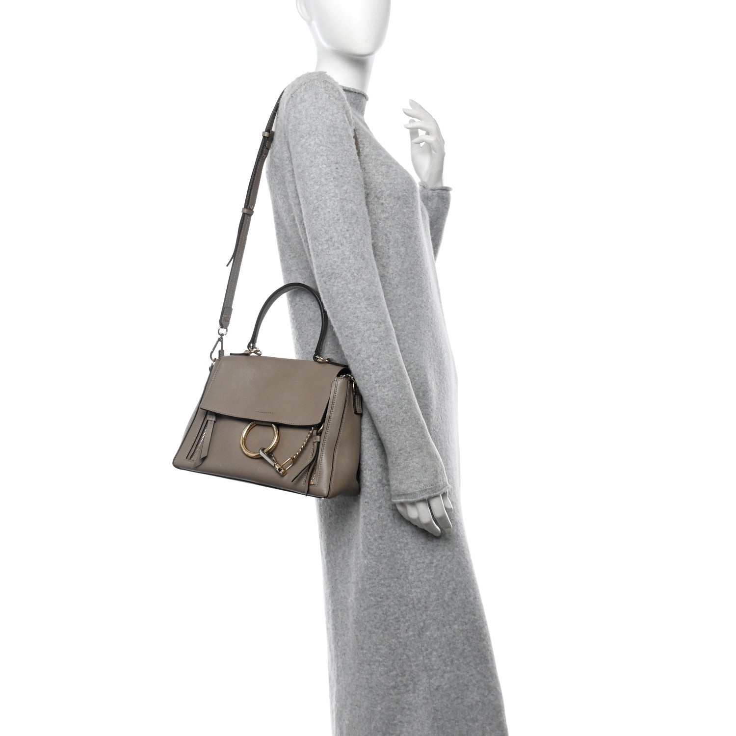 Chloe Calfskin Small Faye Day Shoulder Bag Motty Grey 2 of 11