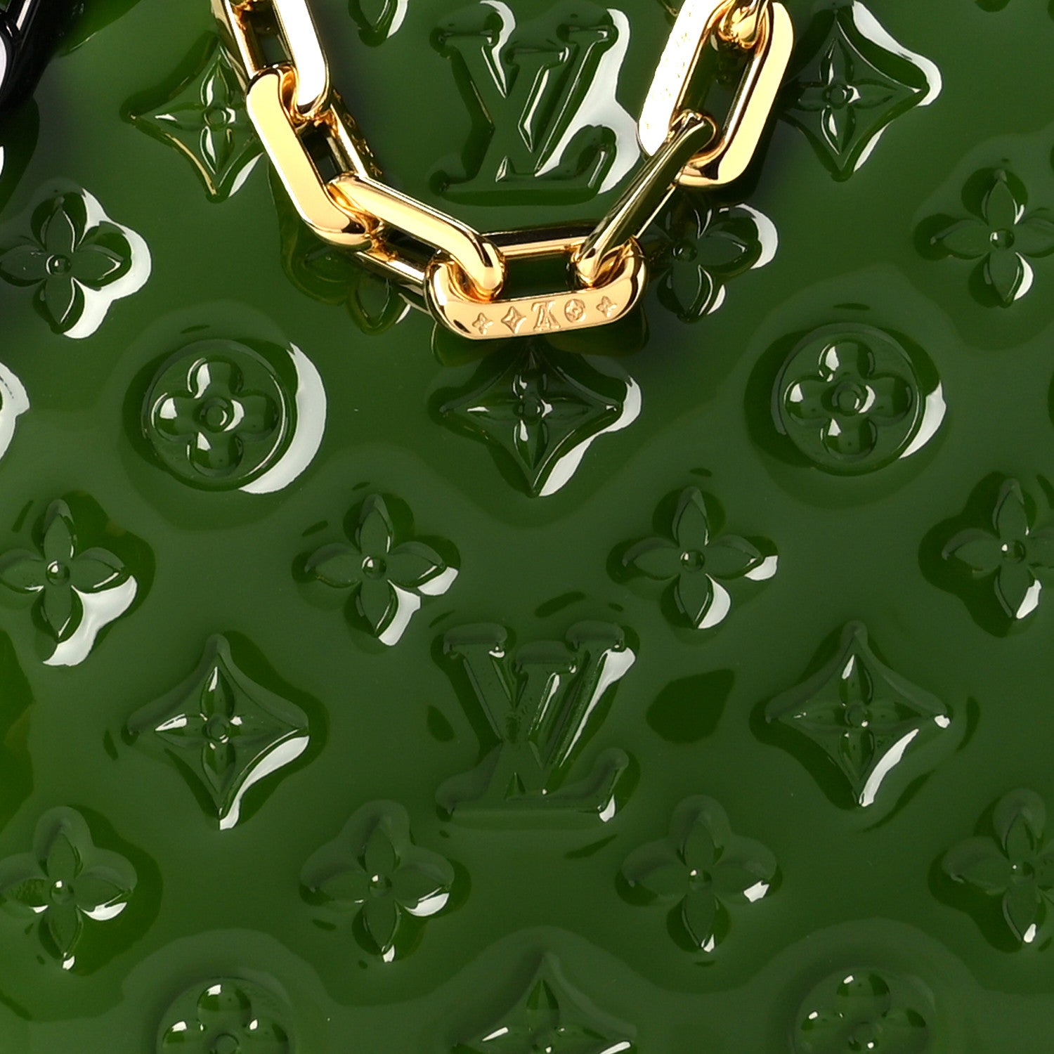 Louis Vuitton Patent Embossed Monogram Coussin PM Green Black 9 of 12