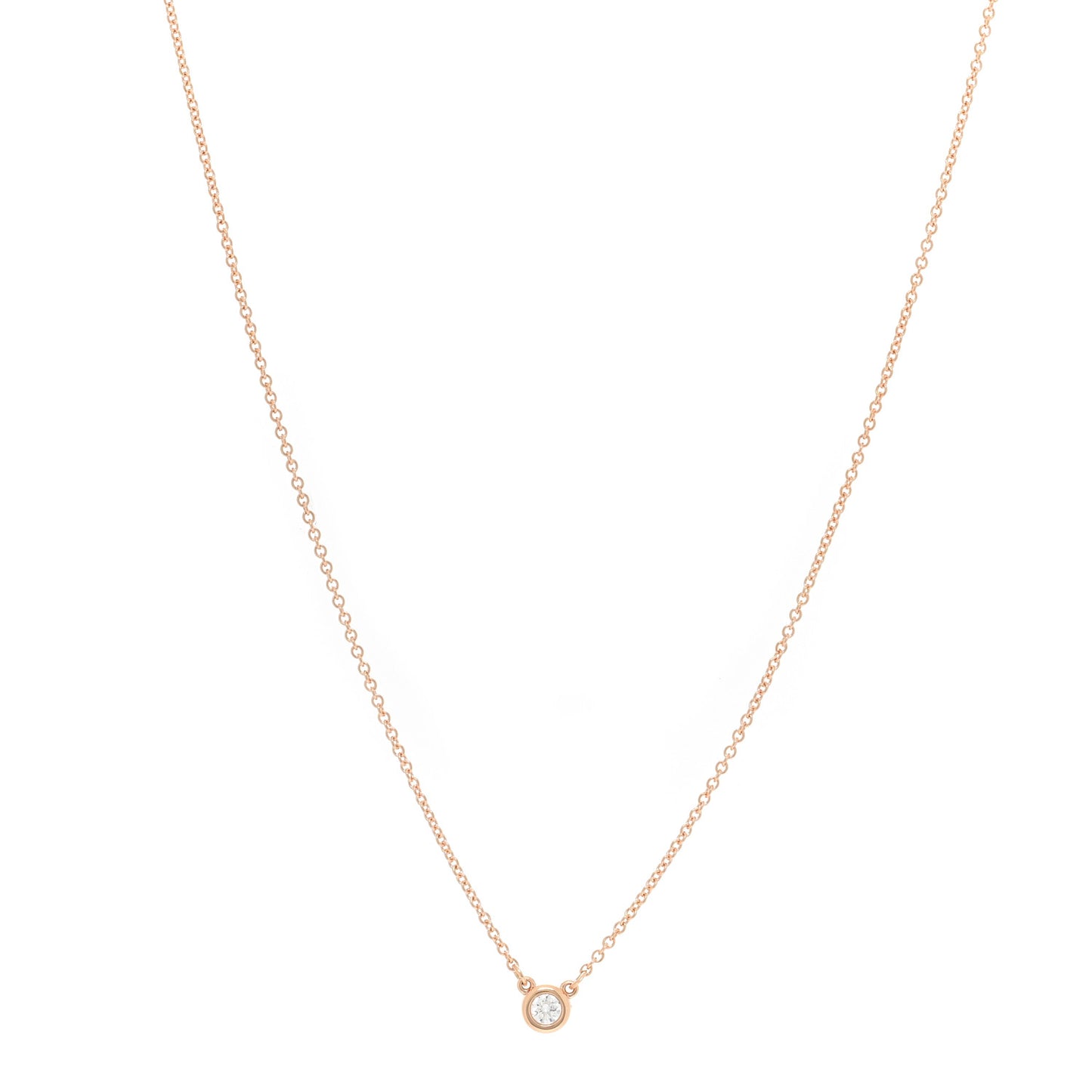 18K Rose Gold Diamond .07ct Elsa Peretti Diamonds by the Yard Pendant Necklace