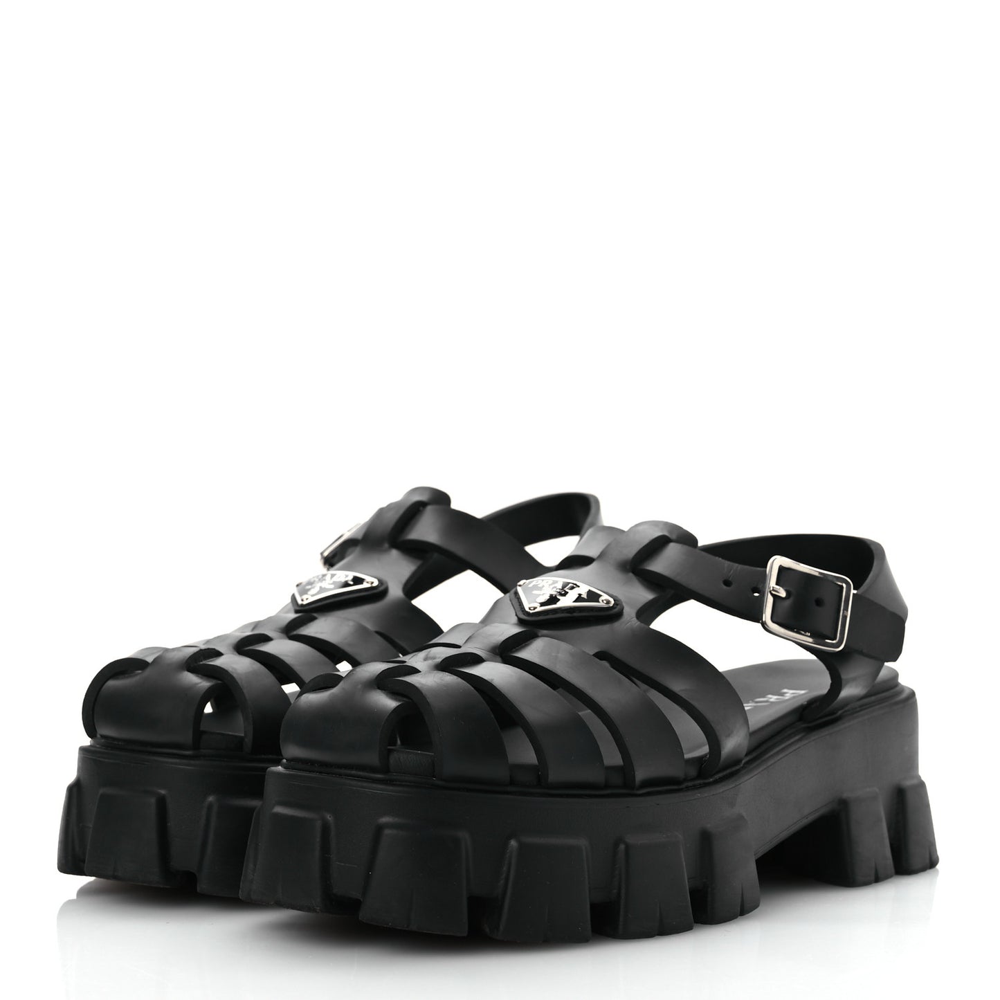Foam Rubber Triangle Logo Monolith 55mm Cage Sandals 40 Black