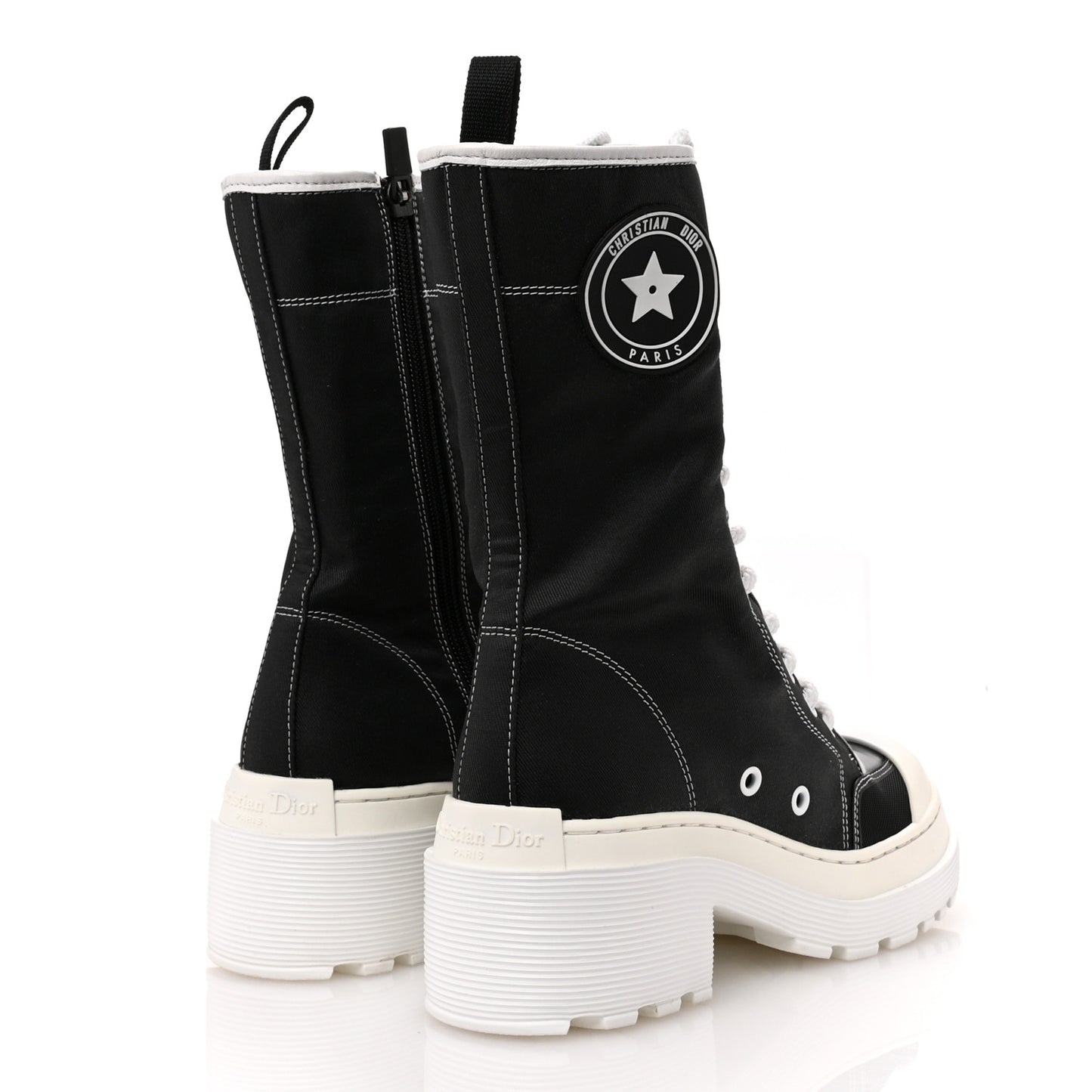 Technical Fabric Calfskin Womens D-Rise 35mm Tall Boots 36 Black White