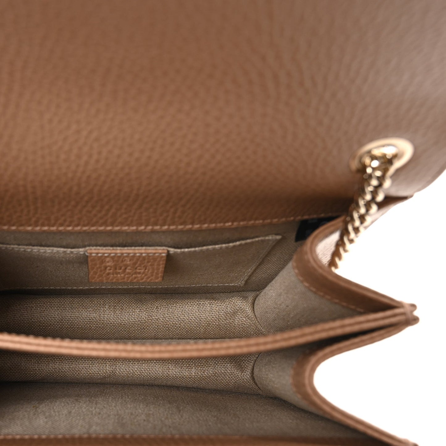 Dollar Calfskin Small Interlocking G Shoulder Bag Camelia