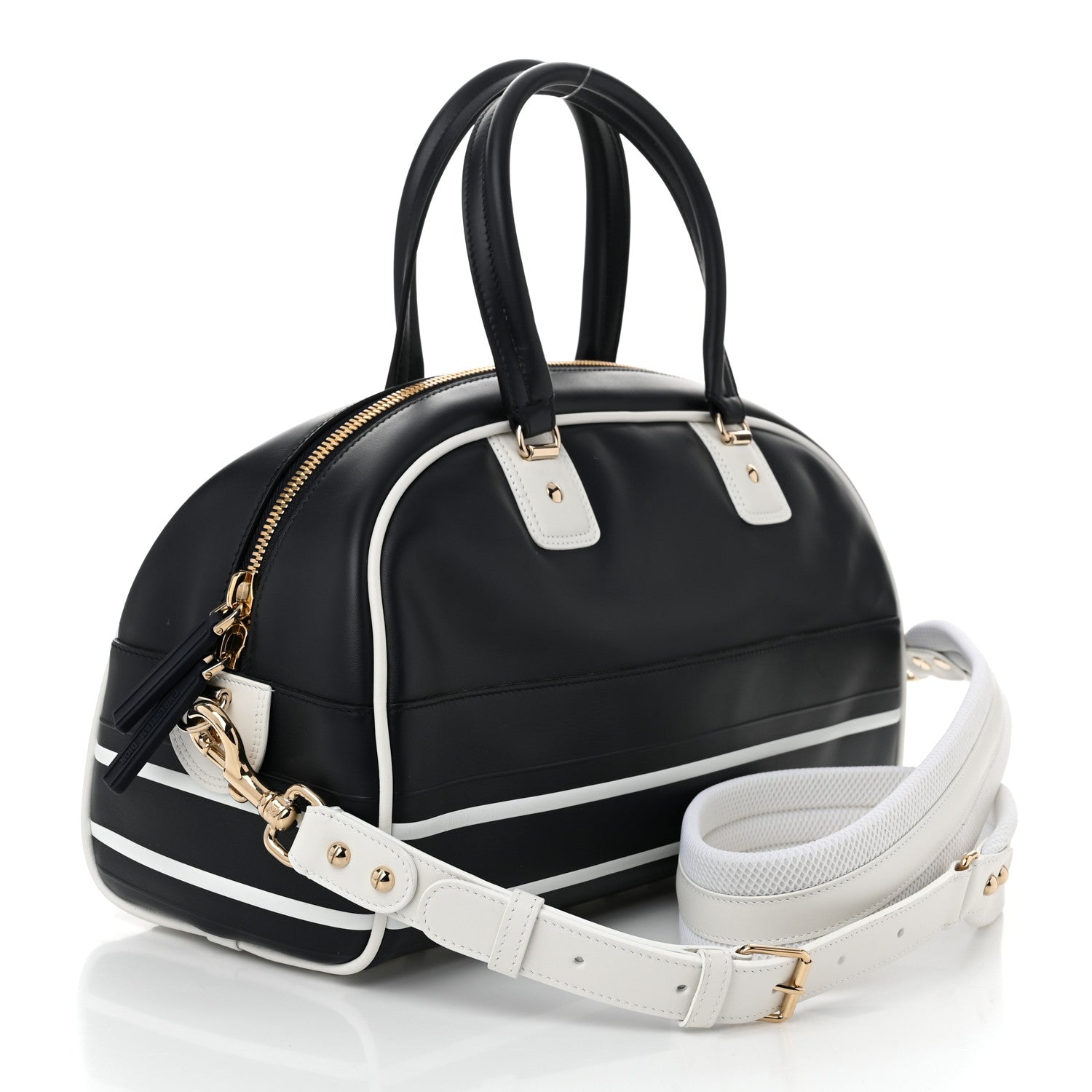 Christian Dior Calfskin Small Dior Vibe Zip Bowling Bag Blue White 3 of 10