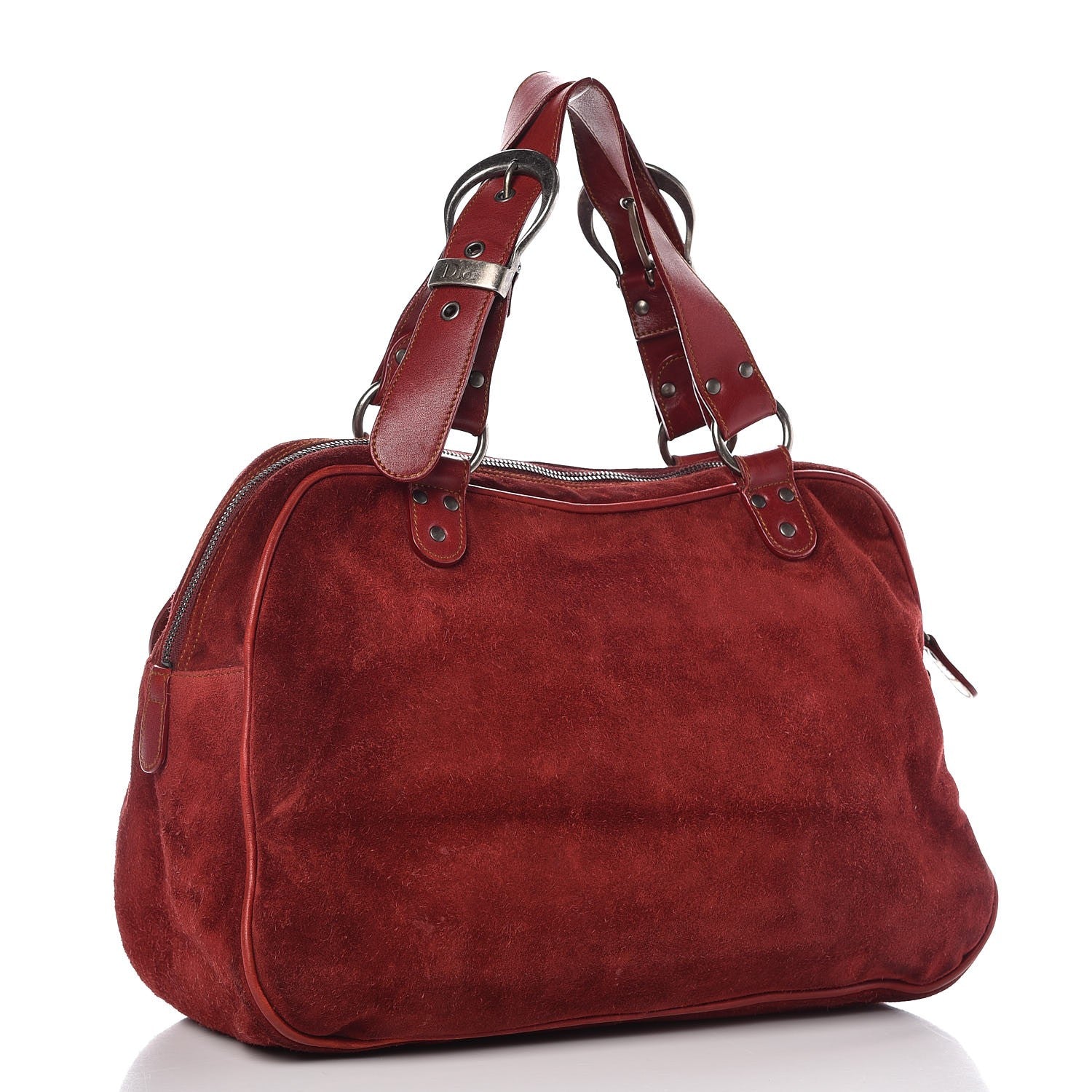 Christian Dior Suede Gaucho Saddle Bag Red 3 of 14