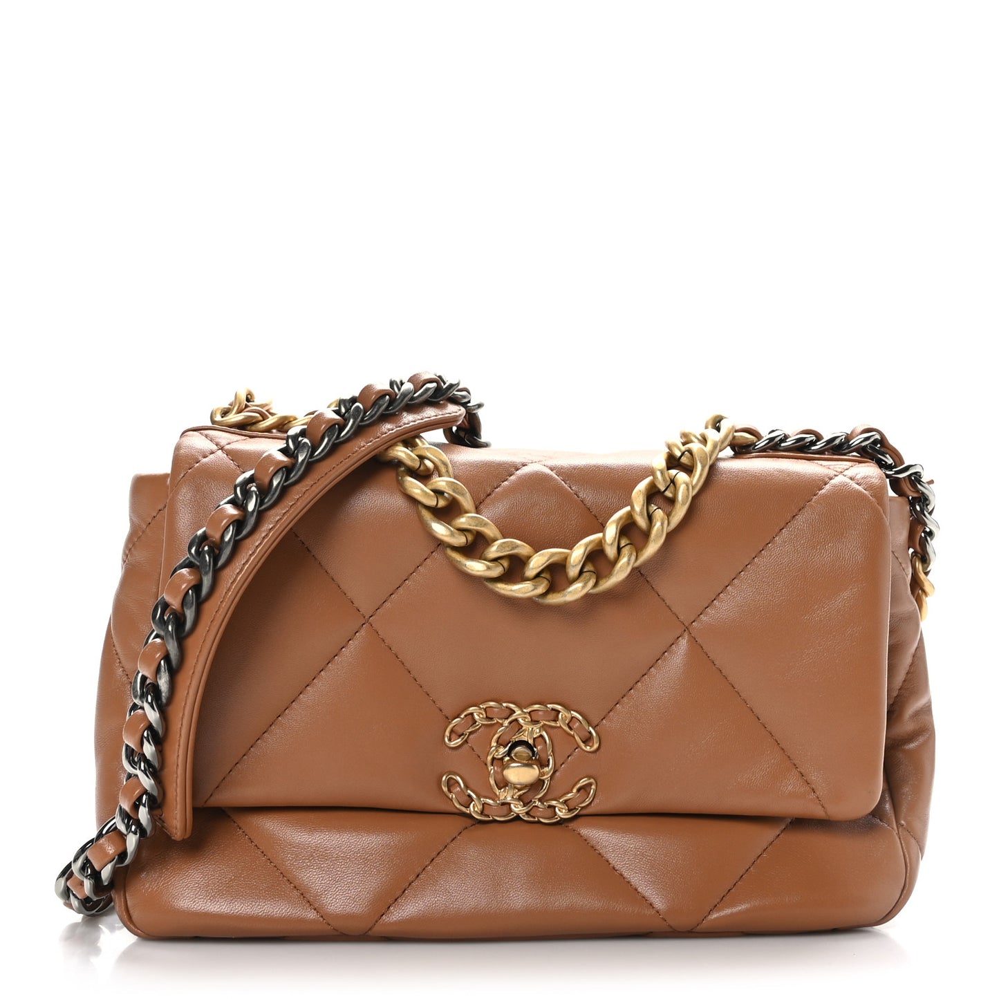 Lambskin Quilted Medium Chanel 19 Flap Brown