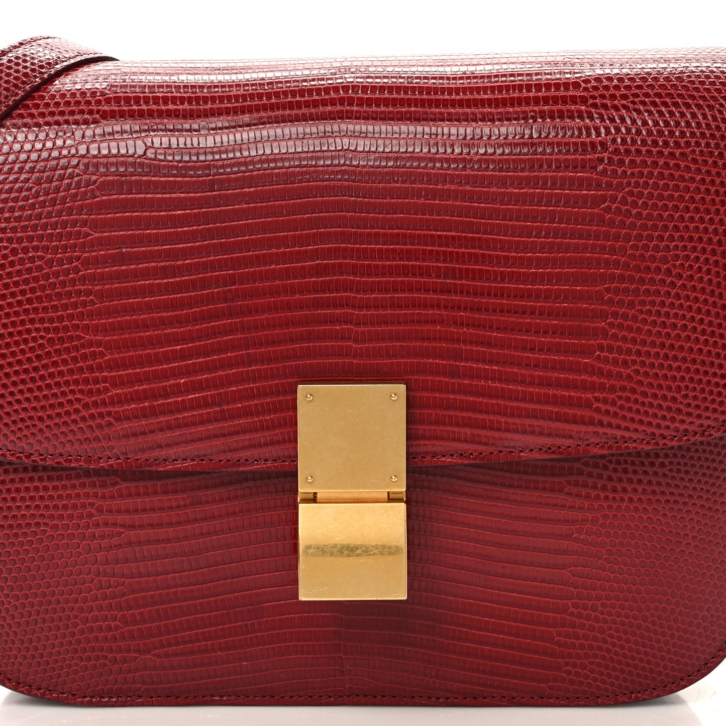 Lizard Medium Classic Box Flap Bag Ruby