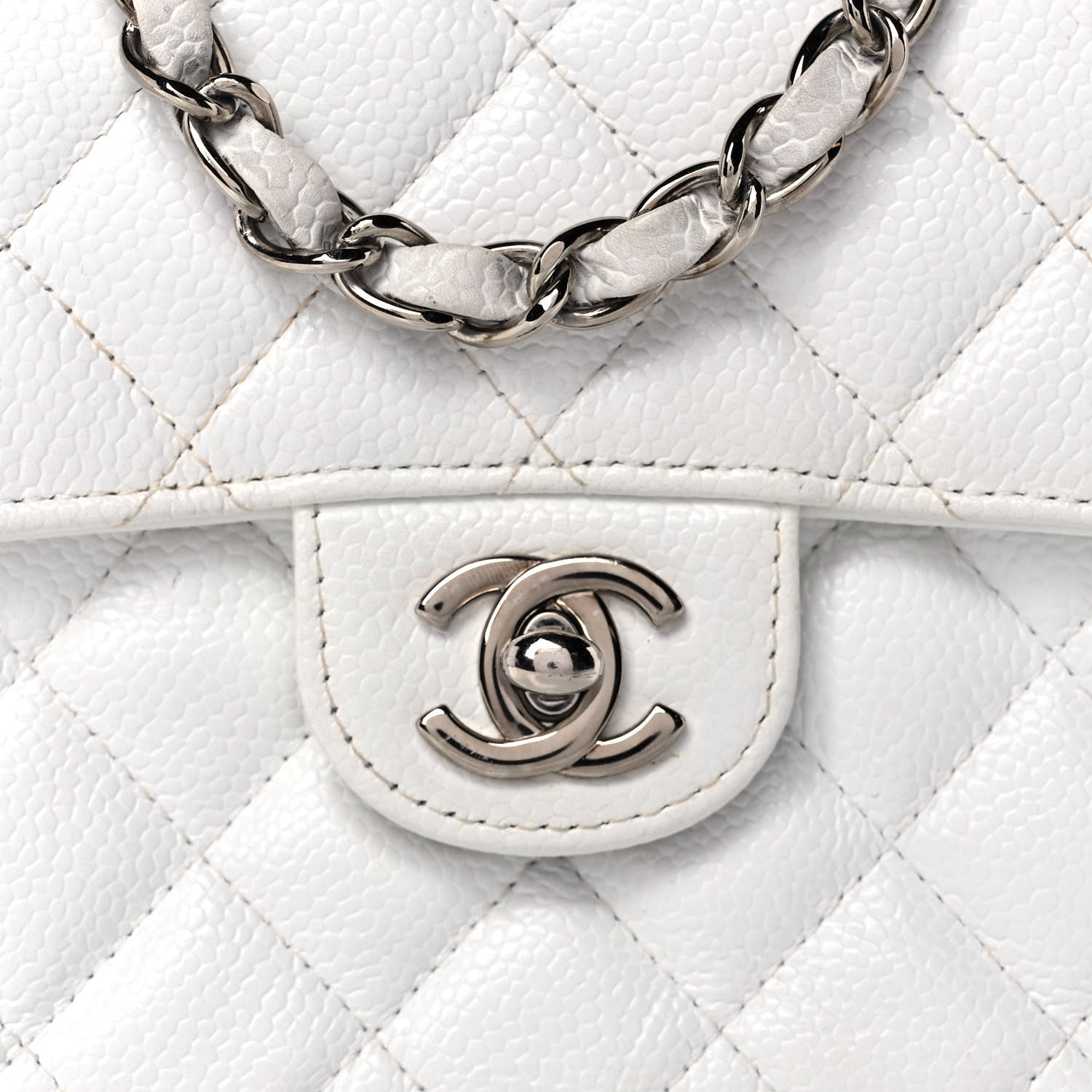 Chanel Caviar Quilted Mini Square Flap White 8 of 13