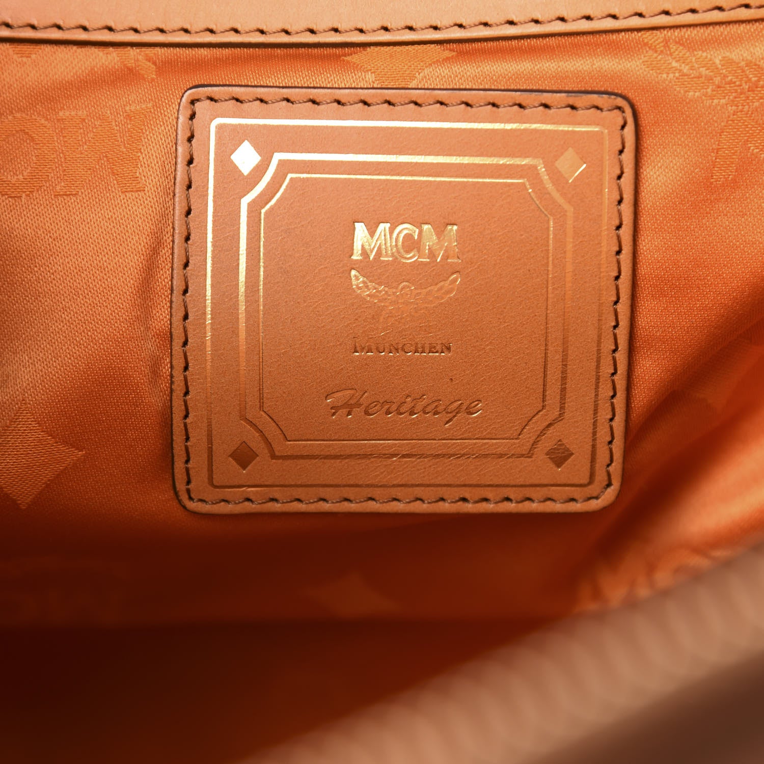 MCM Visetos Large Heritage Bowler Bag Cognac 8 of 10