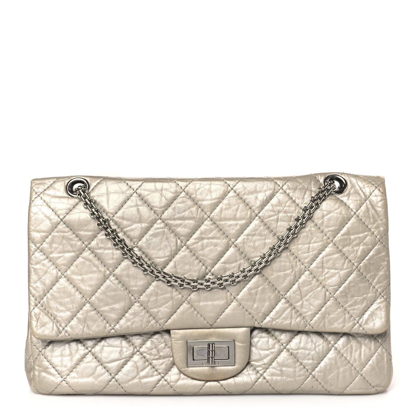 Metallic Aged Calfskin Quilted 2.55 Reissue 227 Flap Grey