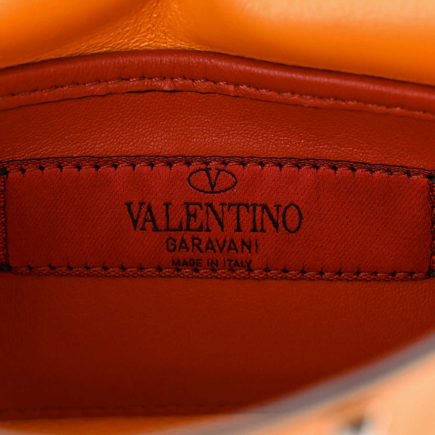 Patent Small Rockstud Spike Shoulder Bag Orange