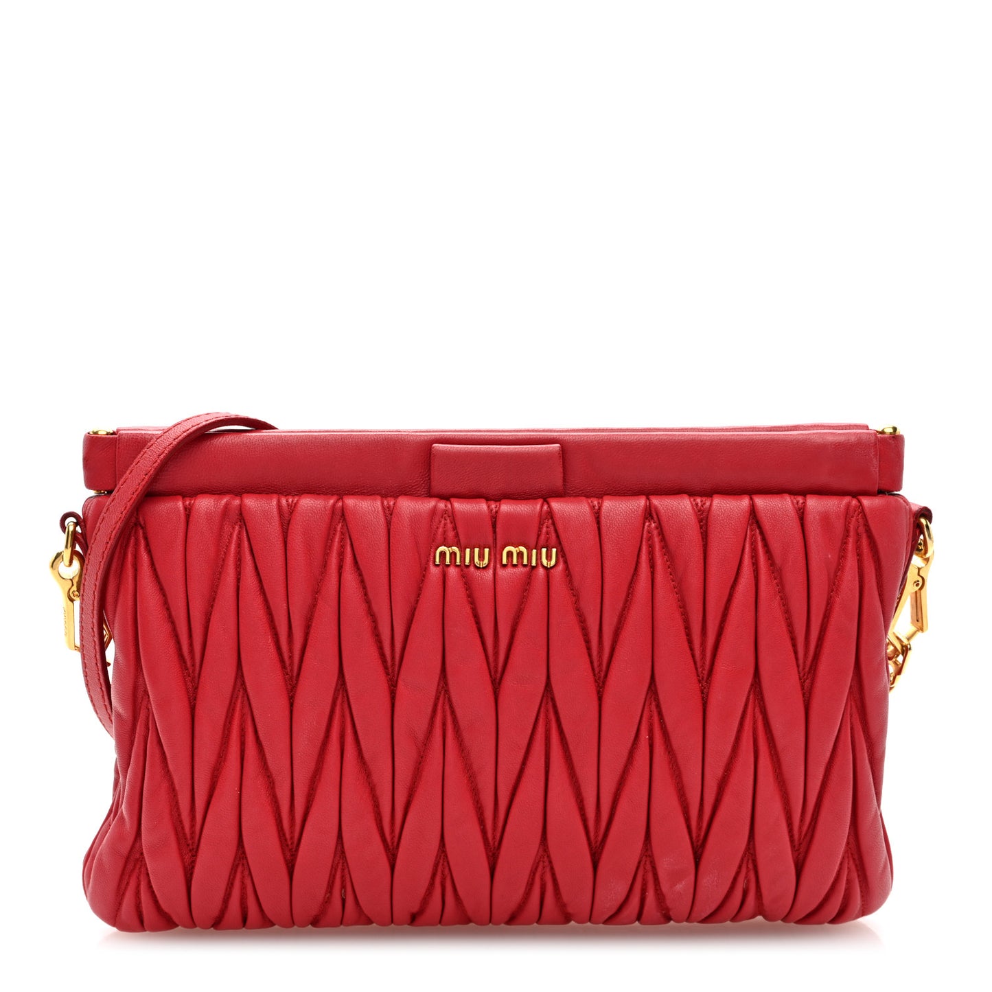 Nappa Matelasse Crossbody Clutch Red